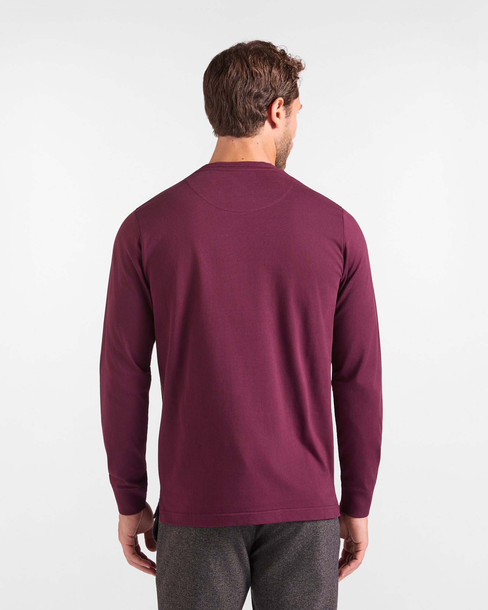 T-shirt HBJ Uomo con Patch Logo in Puro Cotone, PRUGNA, large