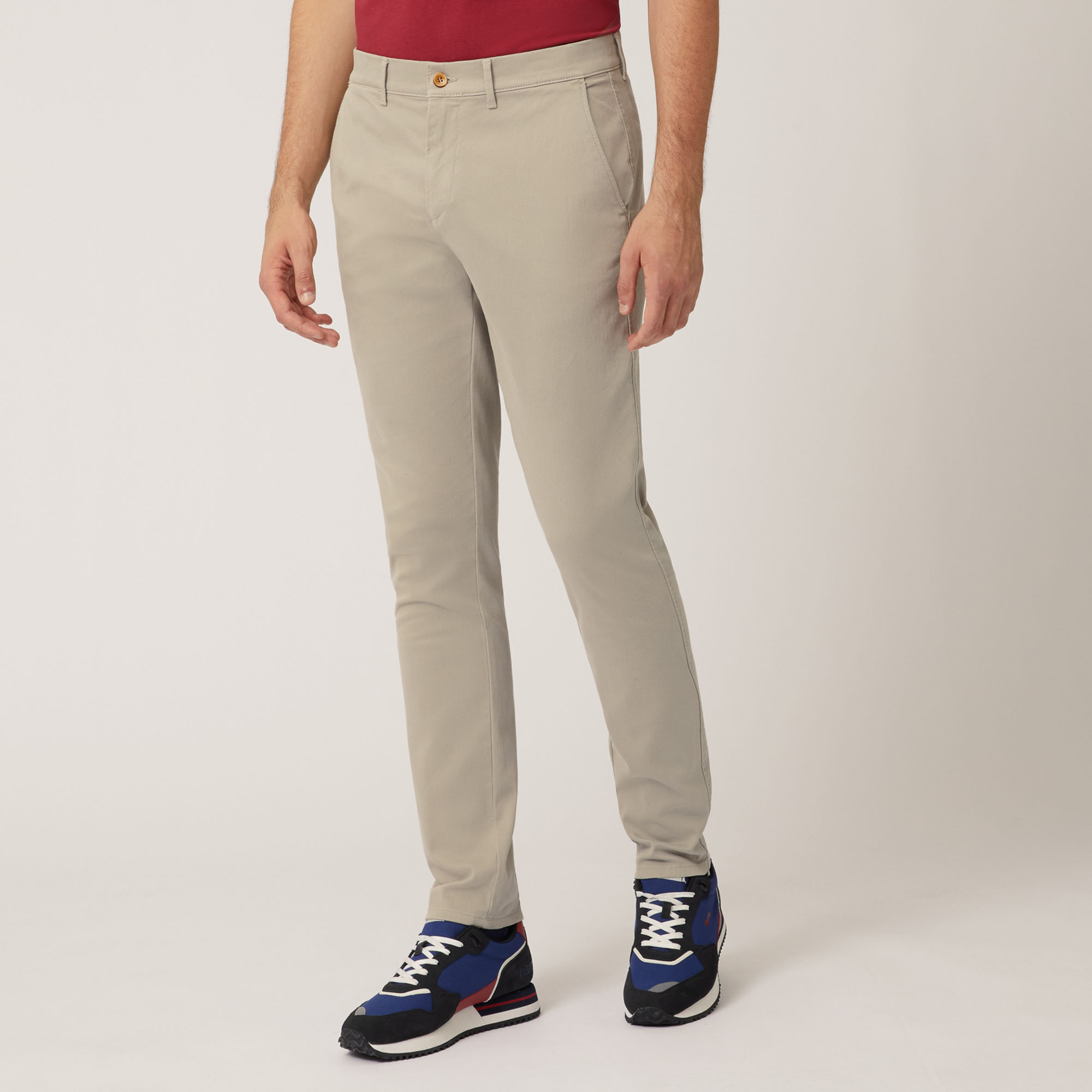 Narrow-Fit Stretch Cotton Chinos, Beige, large image number 0