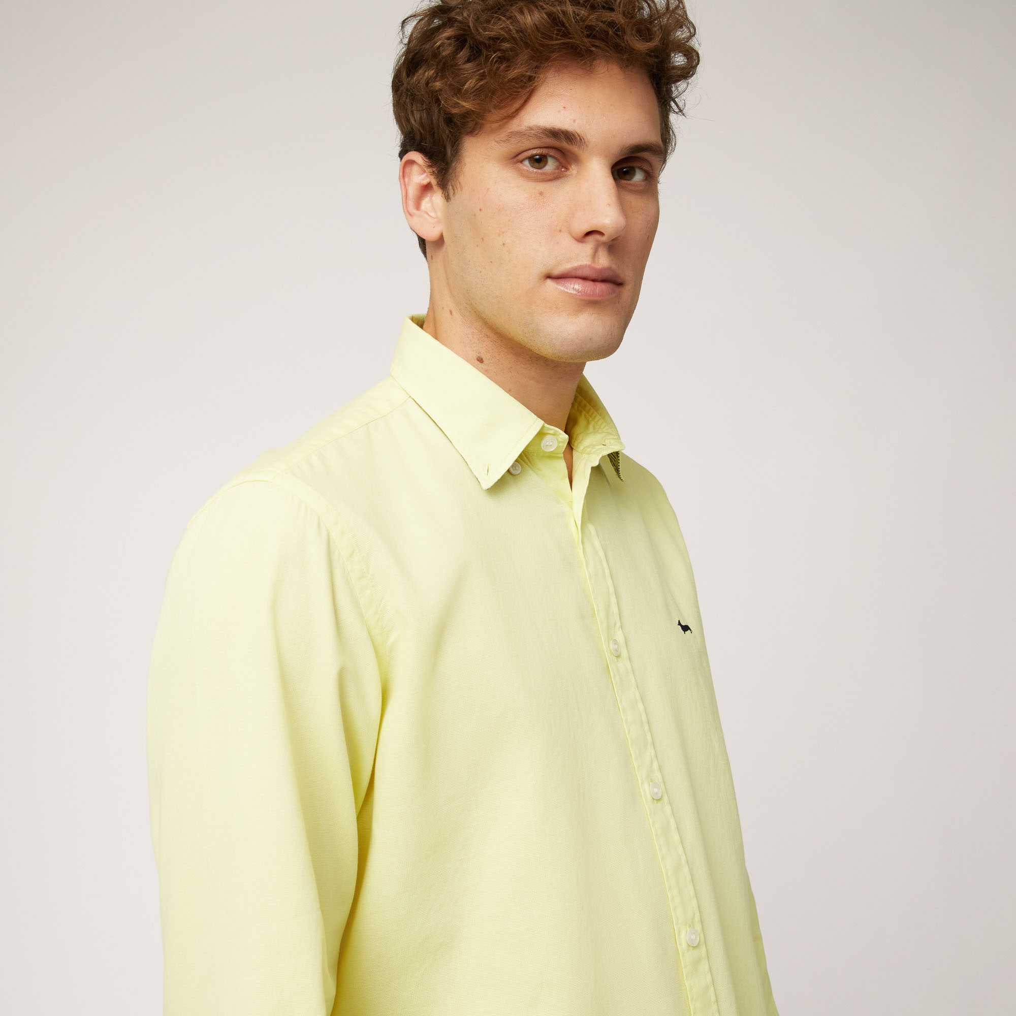 Camisa de algodón con interiores a contraste, Amarillo, large image number 2