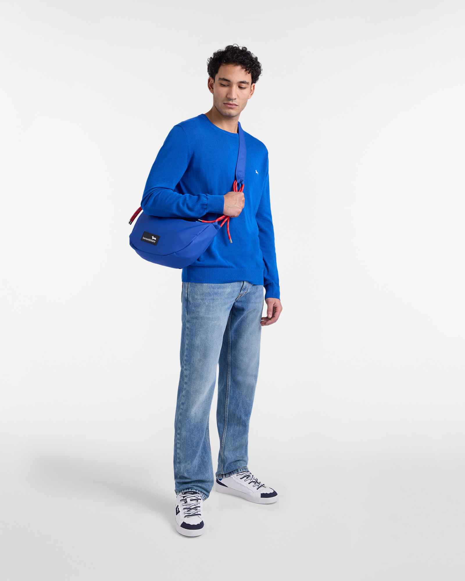 Cotton crewneck pullover, Blue, large image number 3