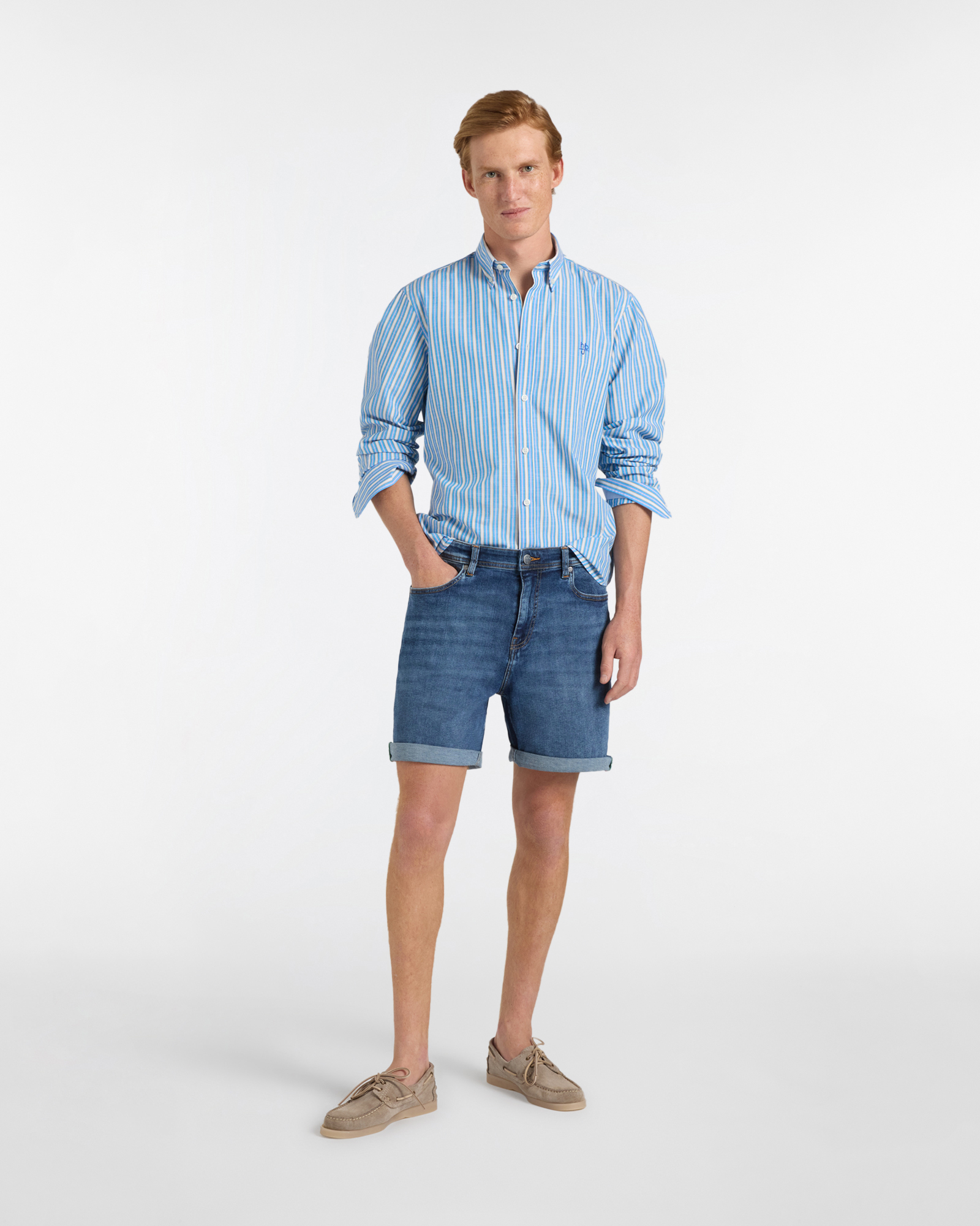 Bermuda Uomo Denim Narrow Fit, Blu denim, large image number 3