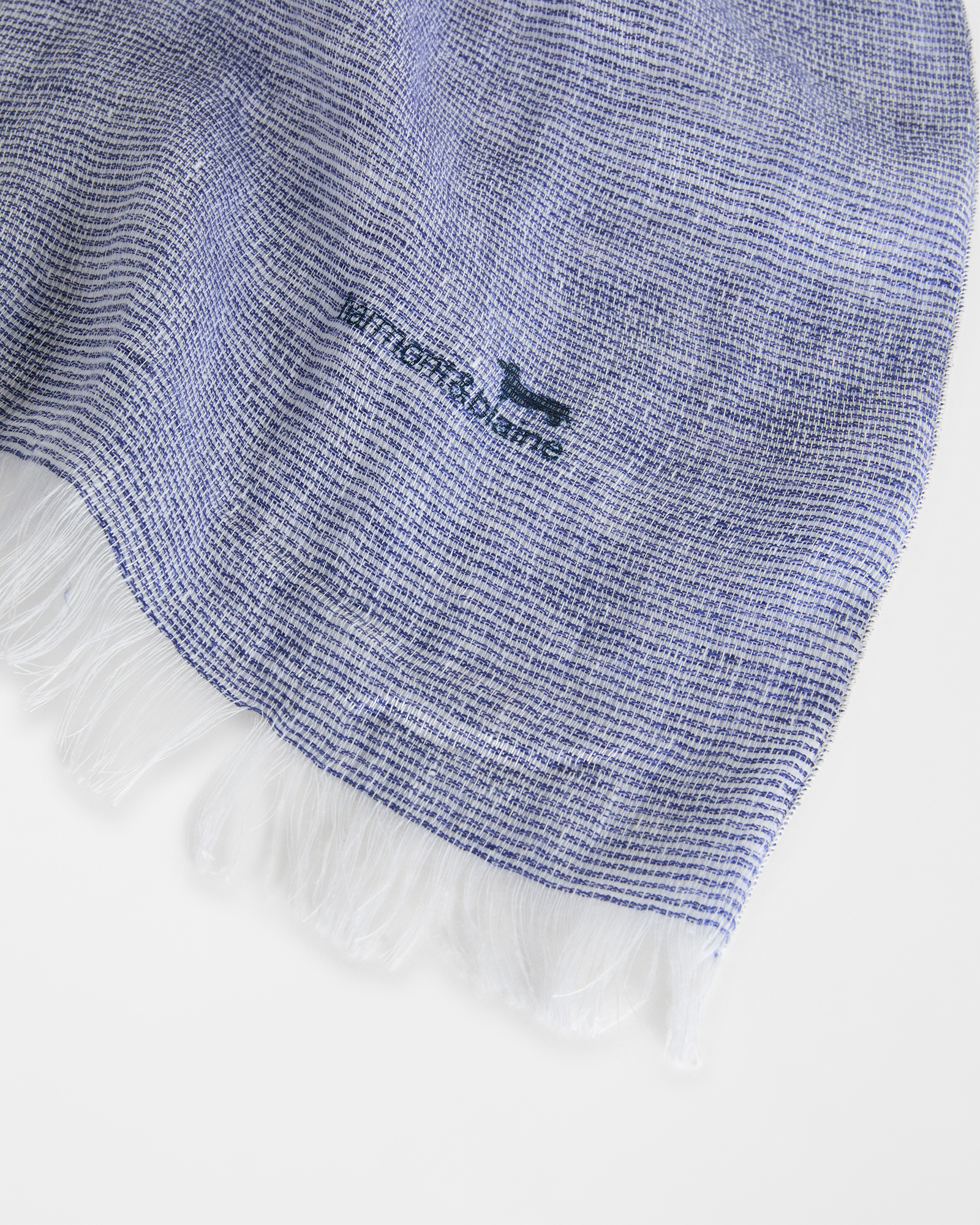 Raised pure linen scarf, Blue, large image number 1