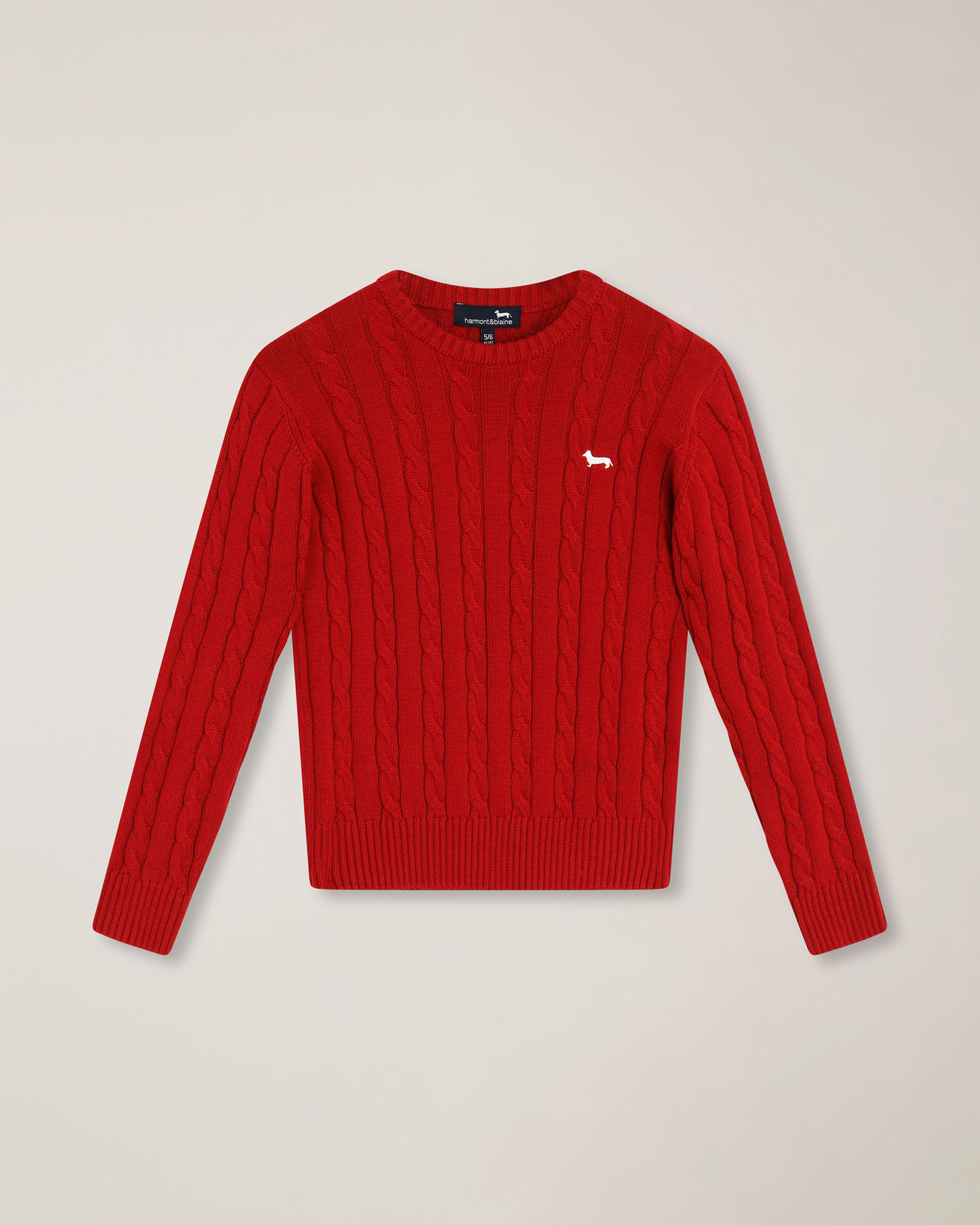 Cable knit sweater with embroidered logo