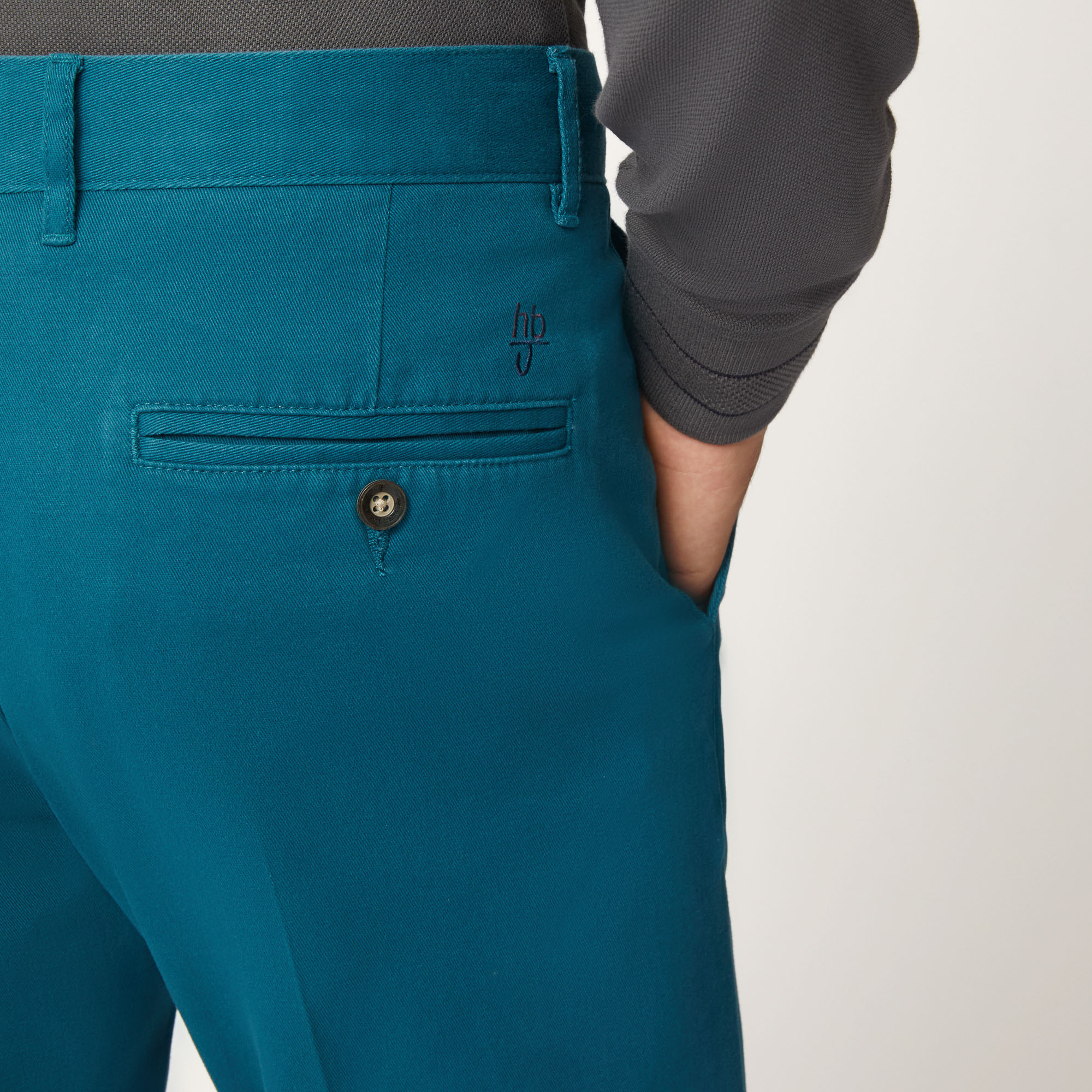 Pantalone Chino Narrow In Twill Pesante Di Cotone, Verde Petrolio, large image number 2