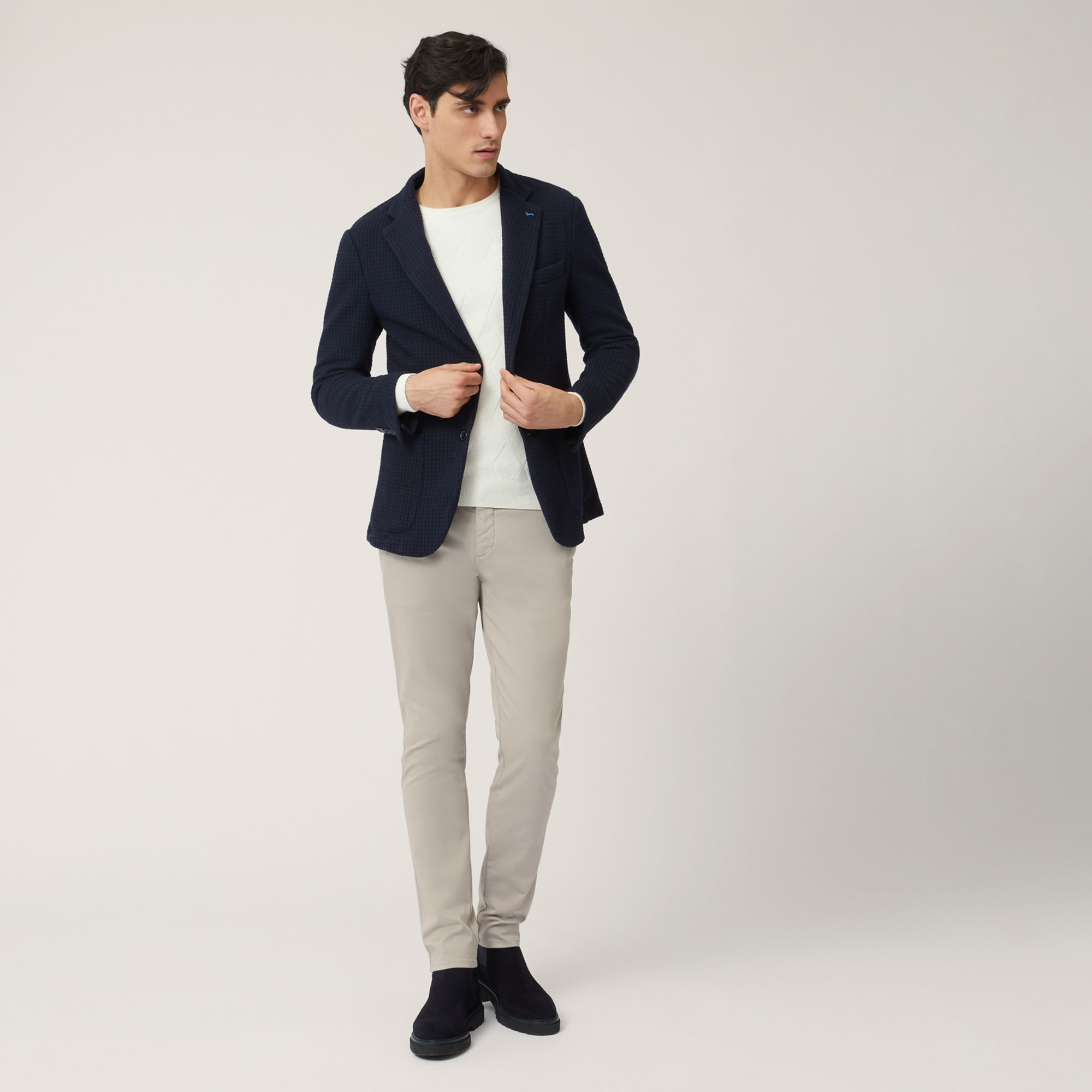 Deconstructed False-Plain Jersey Jacket, Blue, large image number 3