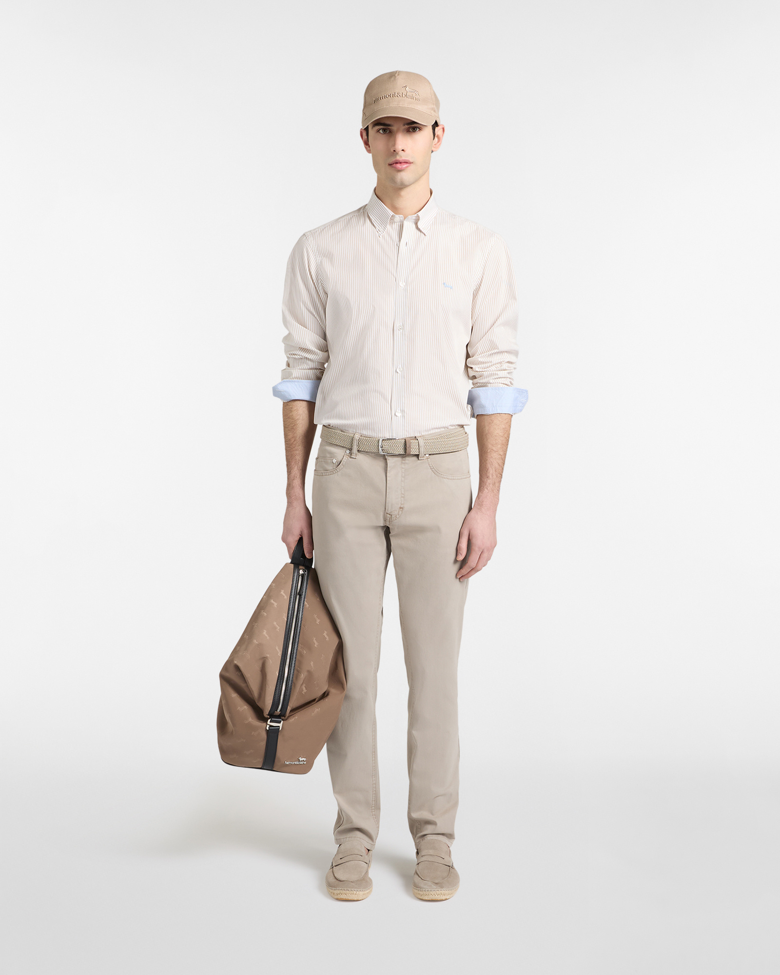 Camisa de rayas de corte ajustado, Beige, large image number 3