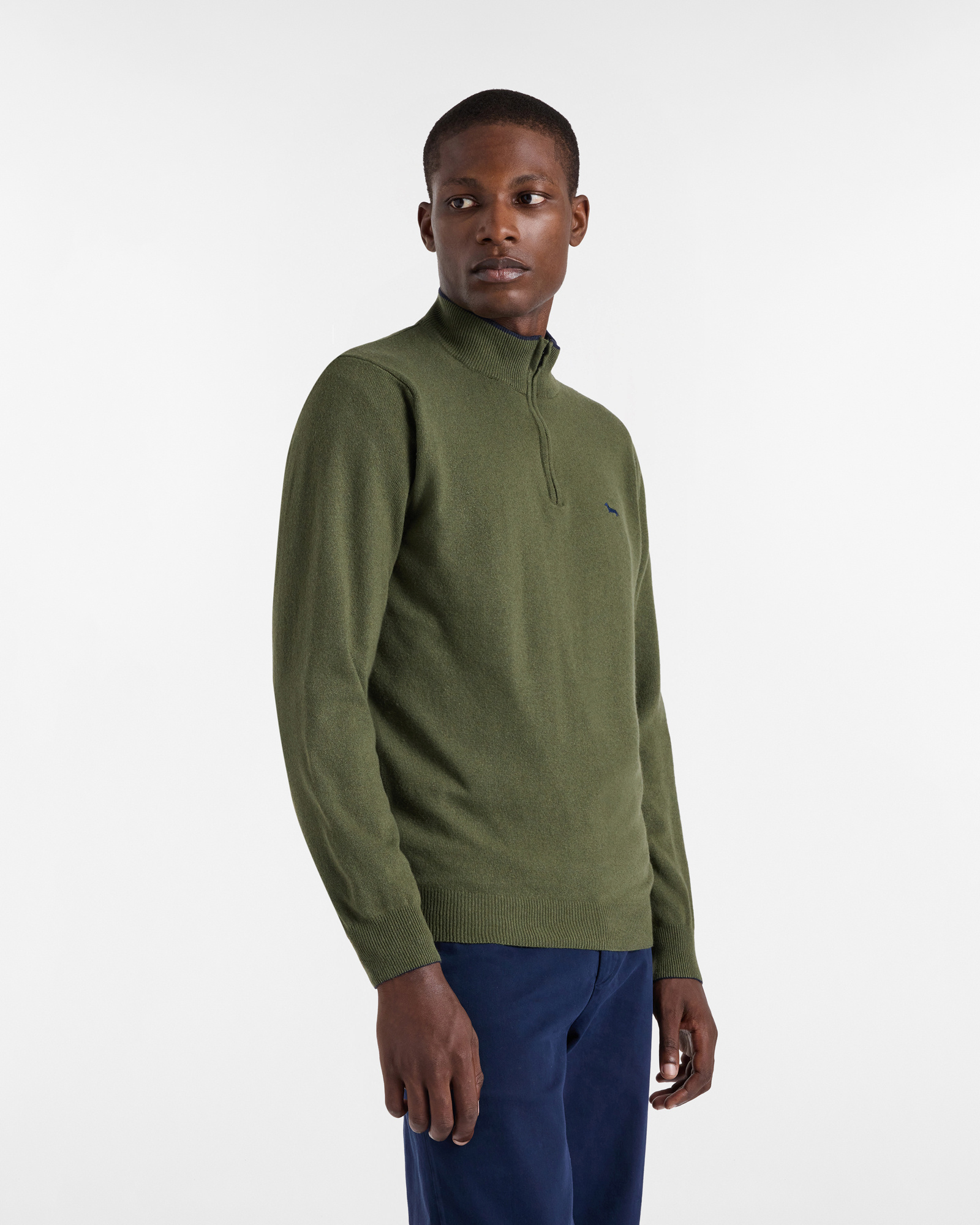 Half-Zip Wool Blend Pullover, Green, large