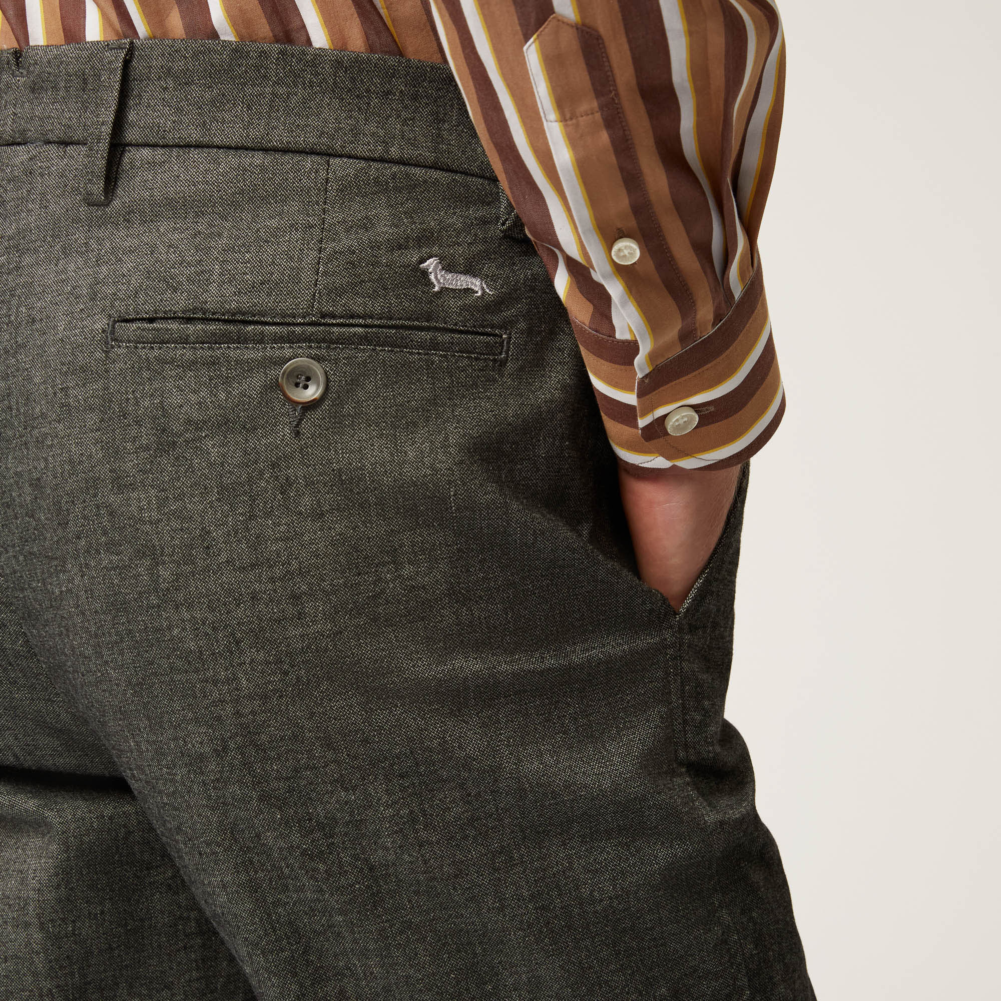 Slim-Fit Salt And Pepper-Effect Chinos, Gray, large image number 2
