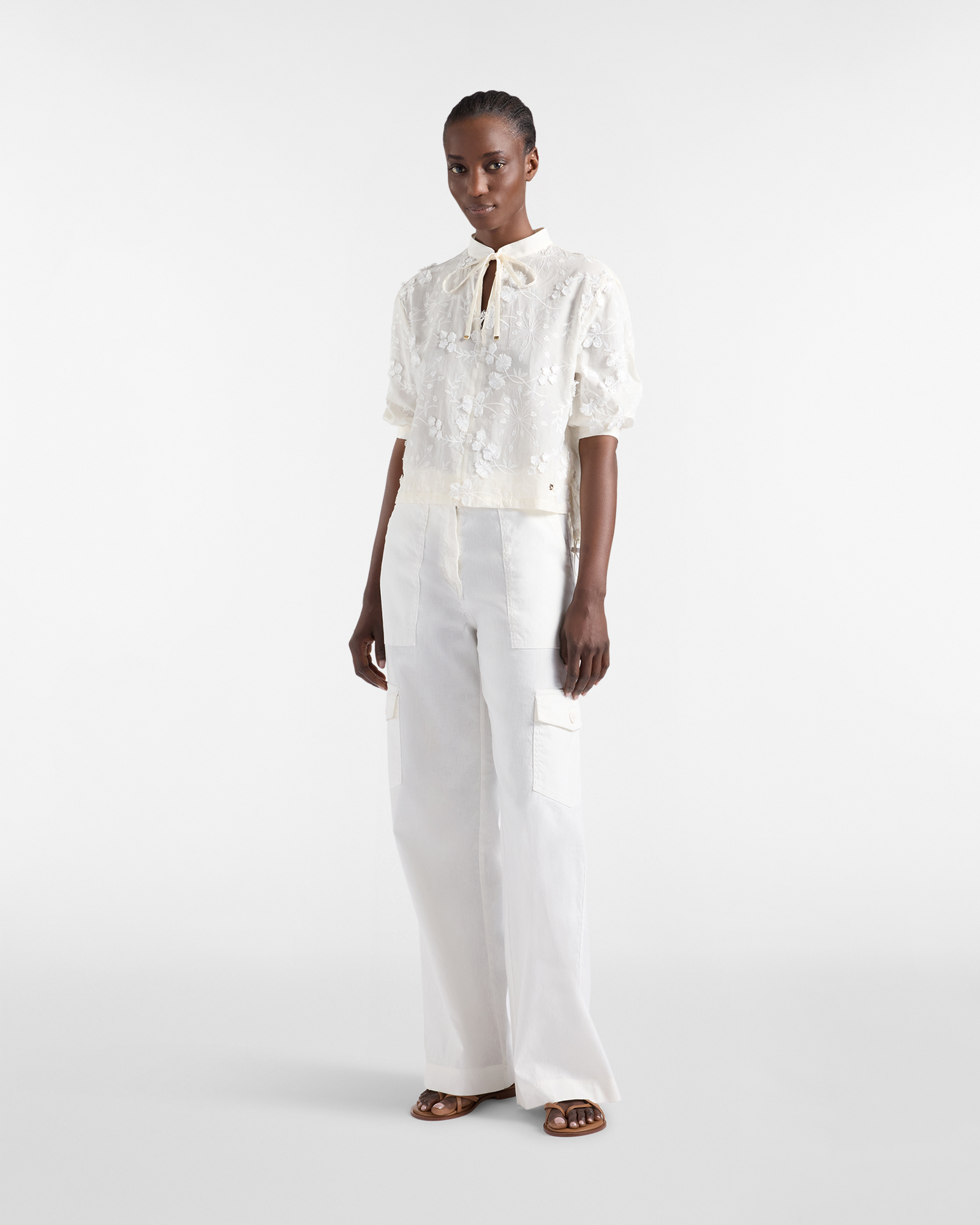 Women&rsquo;s wide leg cargo pants, White, large image number 3