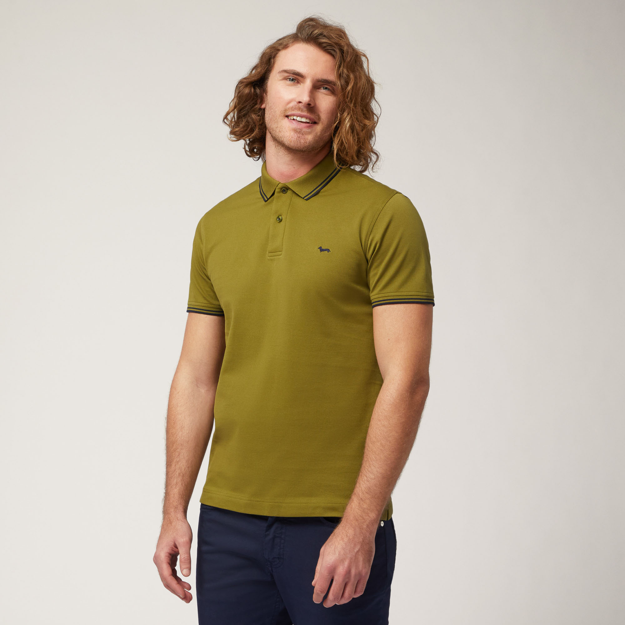 Polo with Contrasts, Green, large