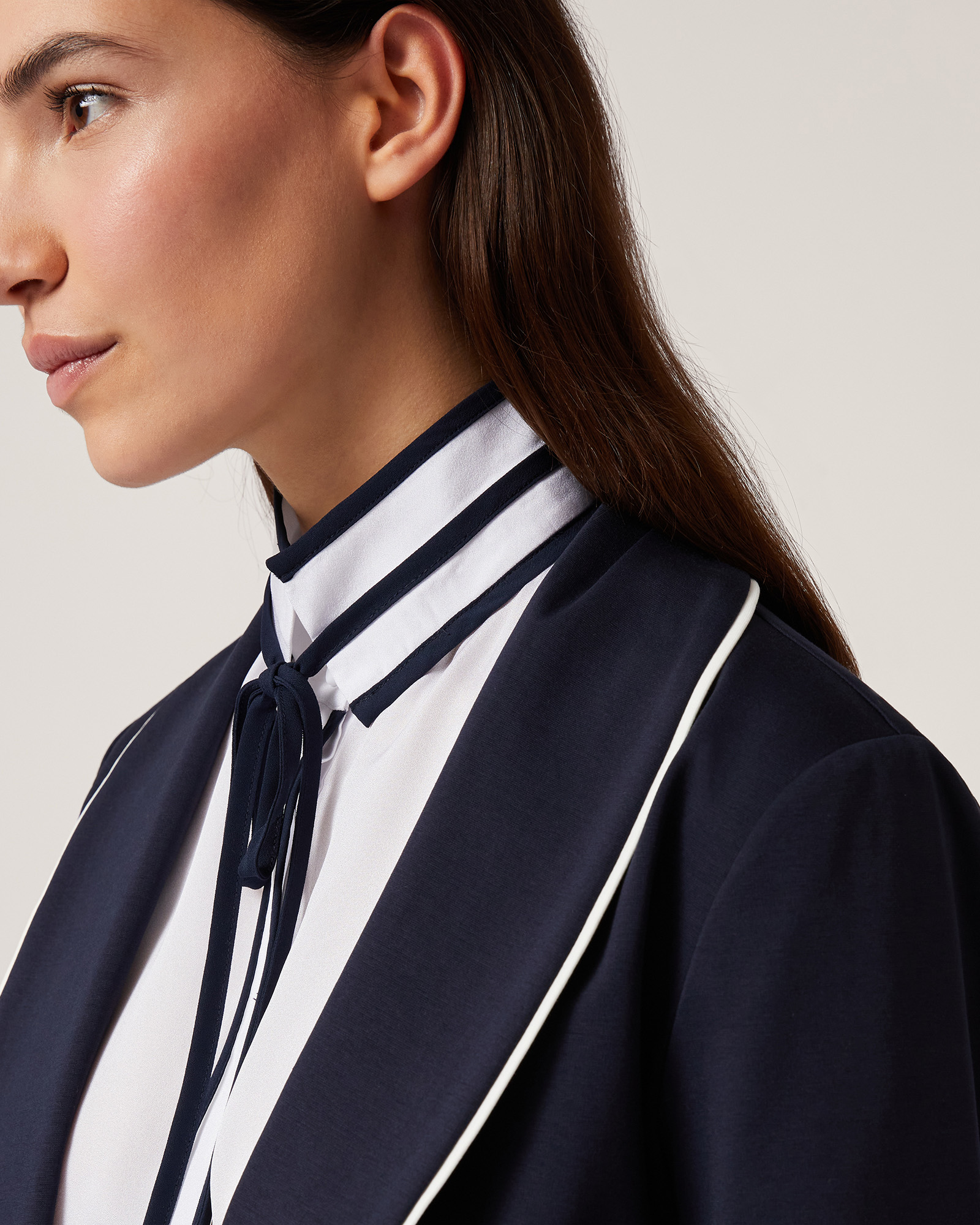 Jacket with Contrasting Trims, Navy Blue, large image number 2