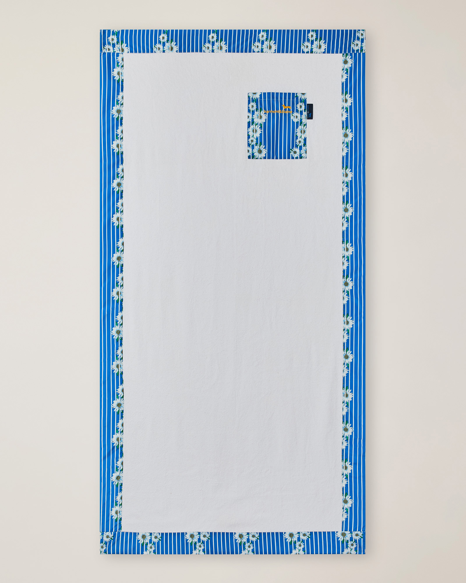Beach Towel with Stripes and Daisies