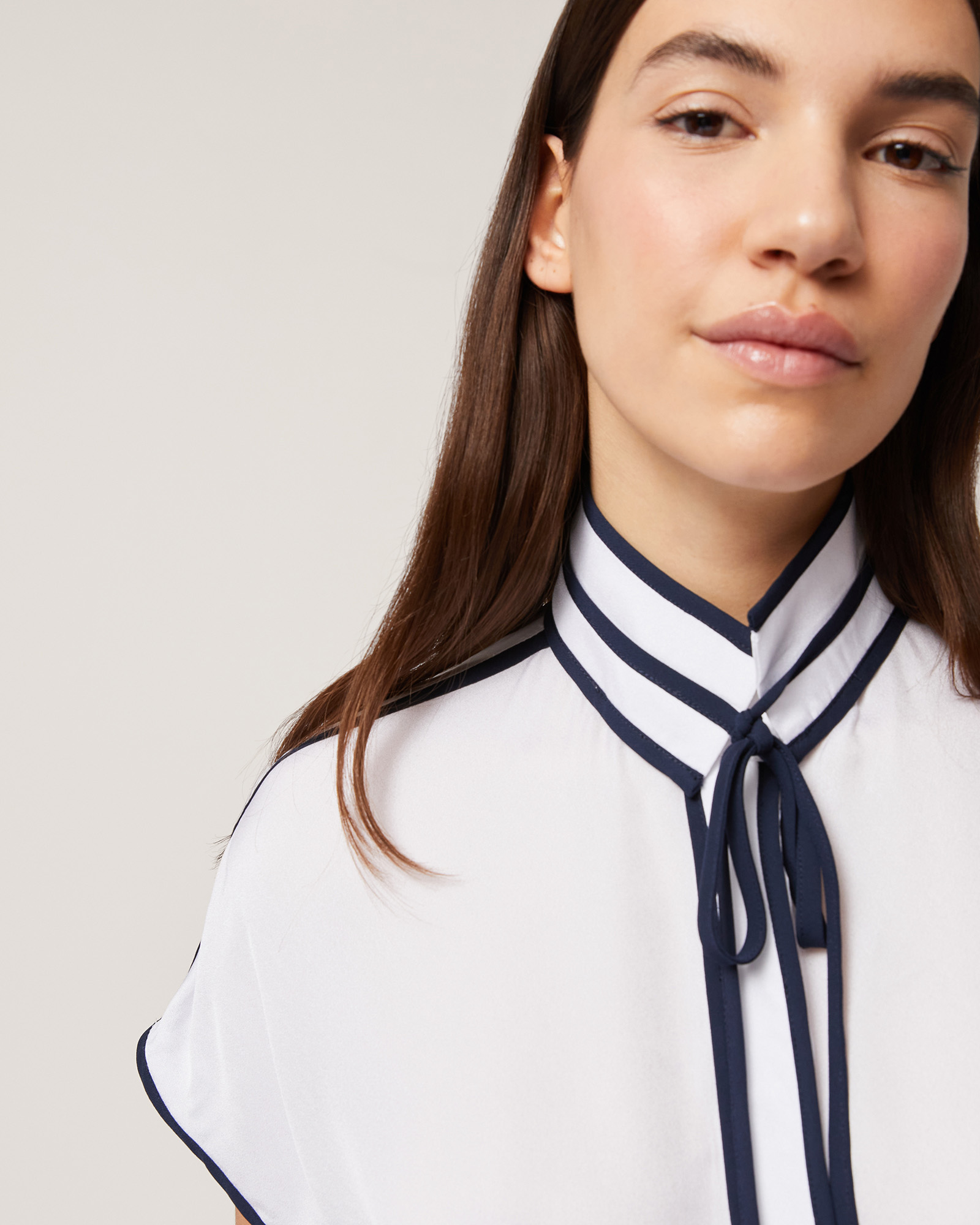 Blouse with Contrasting Trims, White, large image number 2