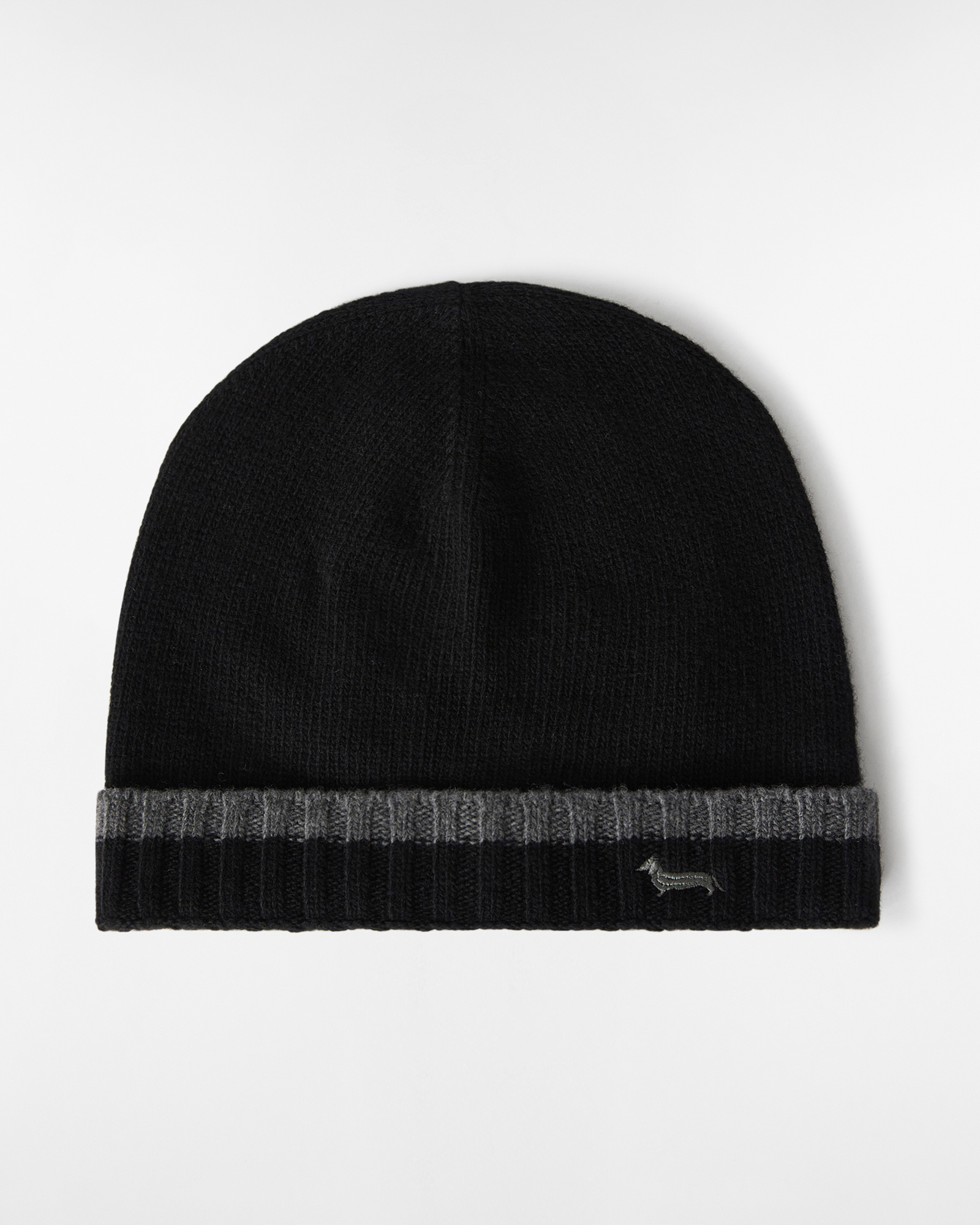 Bonnet En Laine Avec Rayure Et Teckel, Noir, large