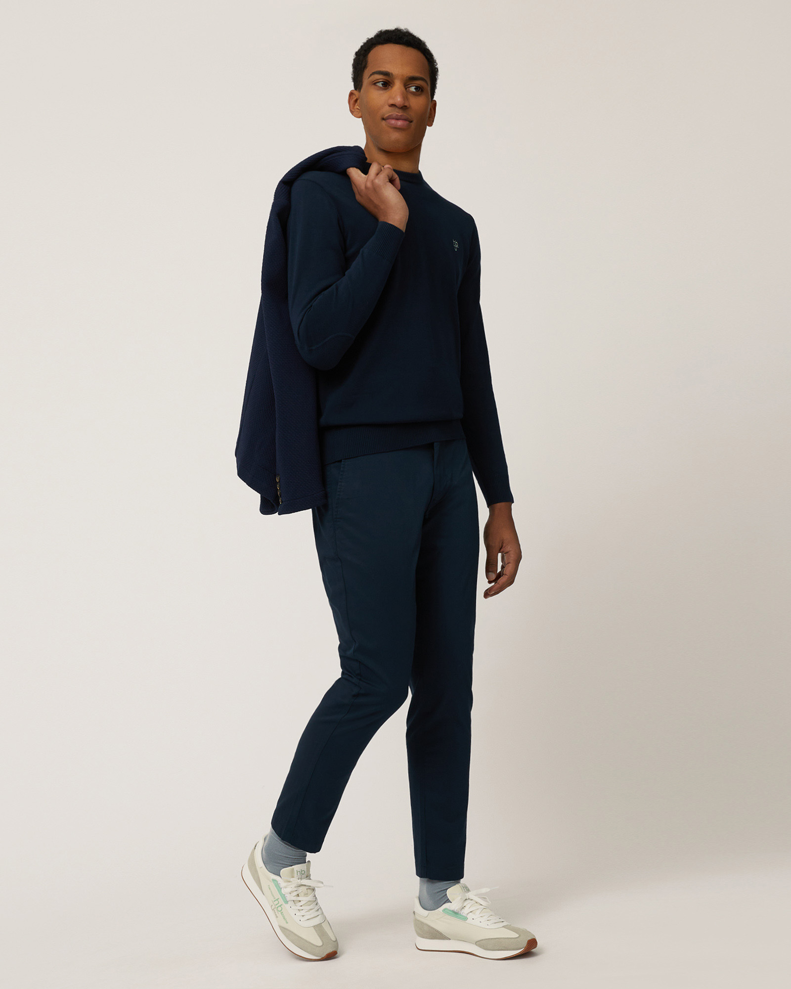Cotton Crepe Pullover With Patches, Dark Blue, large image number 3