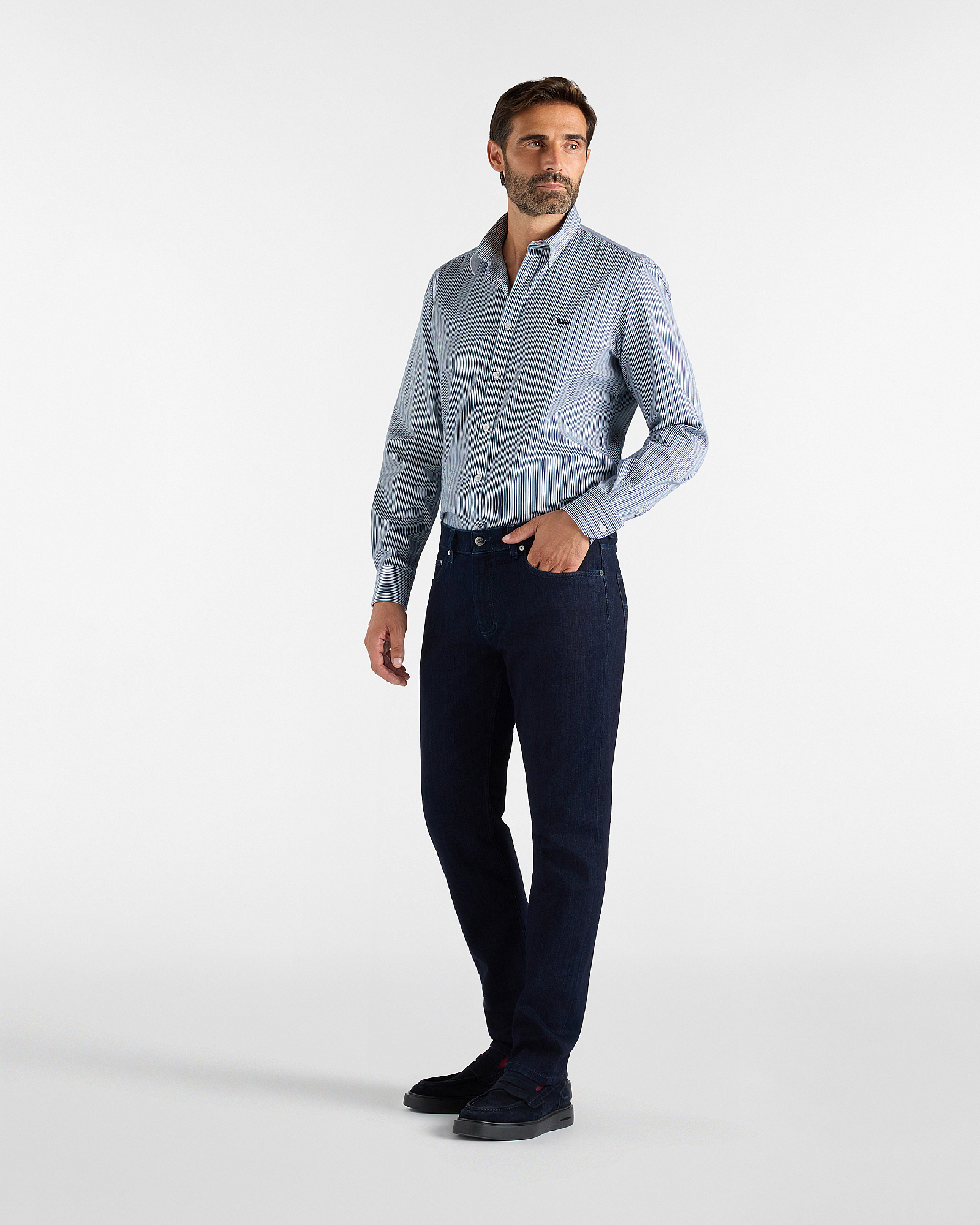 Men&rsquo;s Narrow 5-Pocket Jeans, DARK BLUE, large