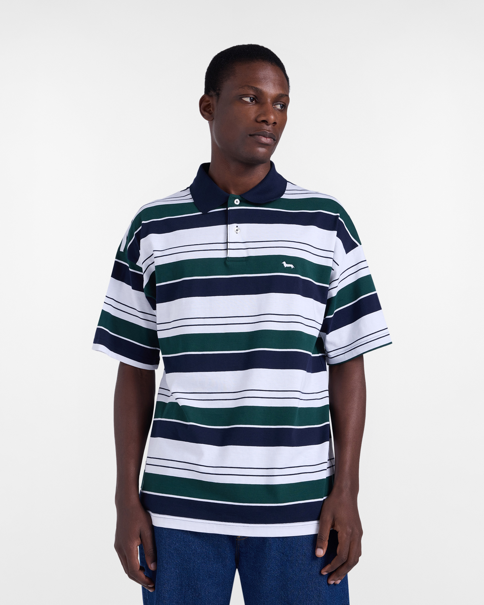 Polo maxi righe relaxed fit, Uomo, Bianco, Taglia: L