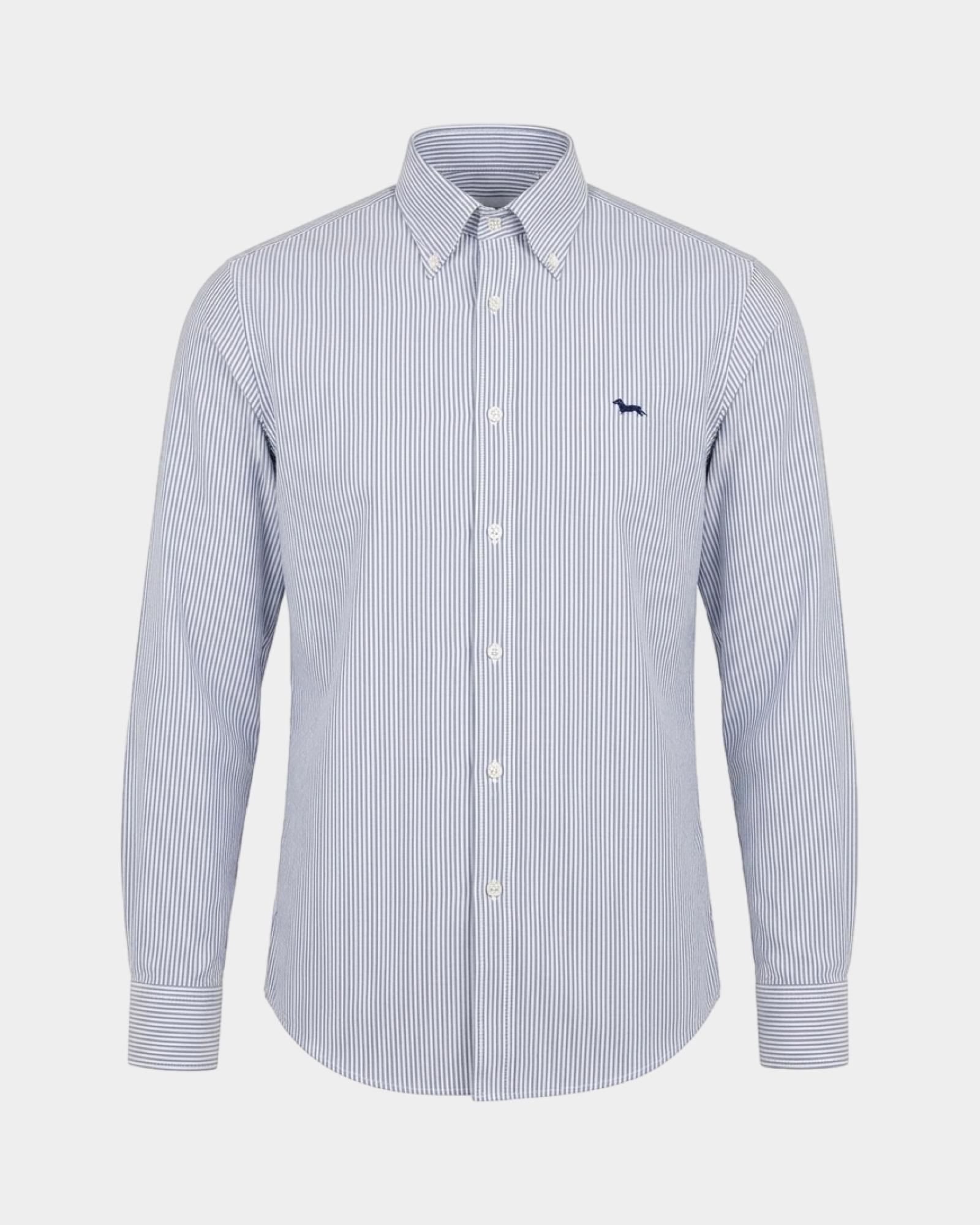 Men's regular-fit yarn-dyed Oxford shirt with stripe, NAVY BLUE, large