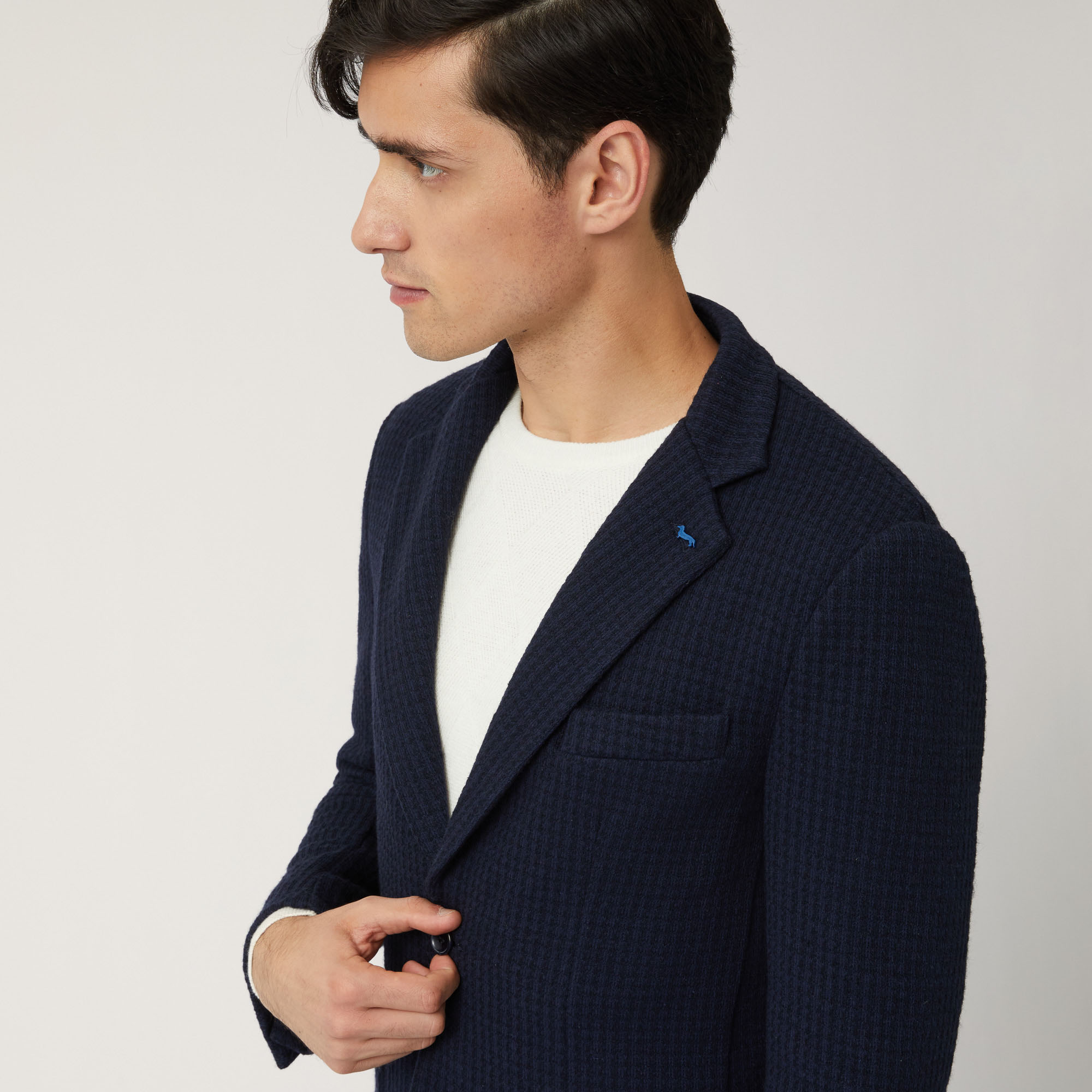 Deconstructed False-Plain Jersey Jacket, Blue, large image number 2
