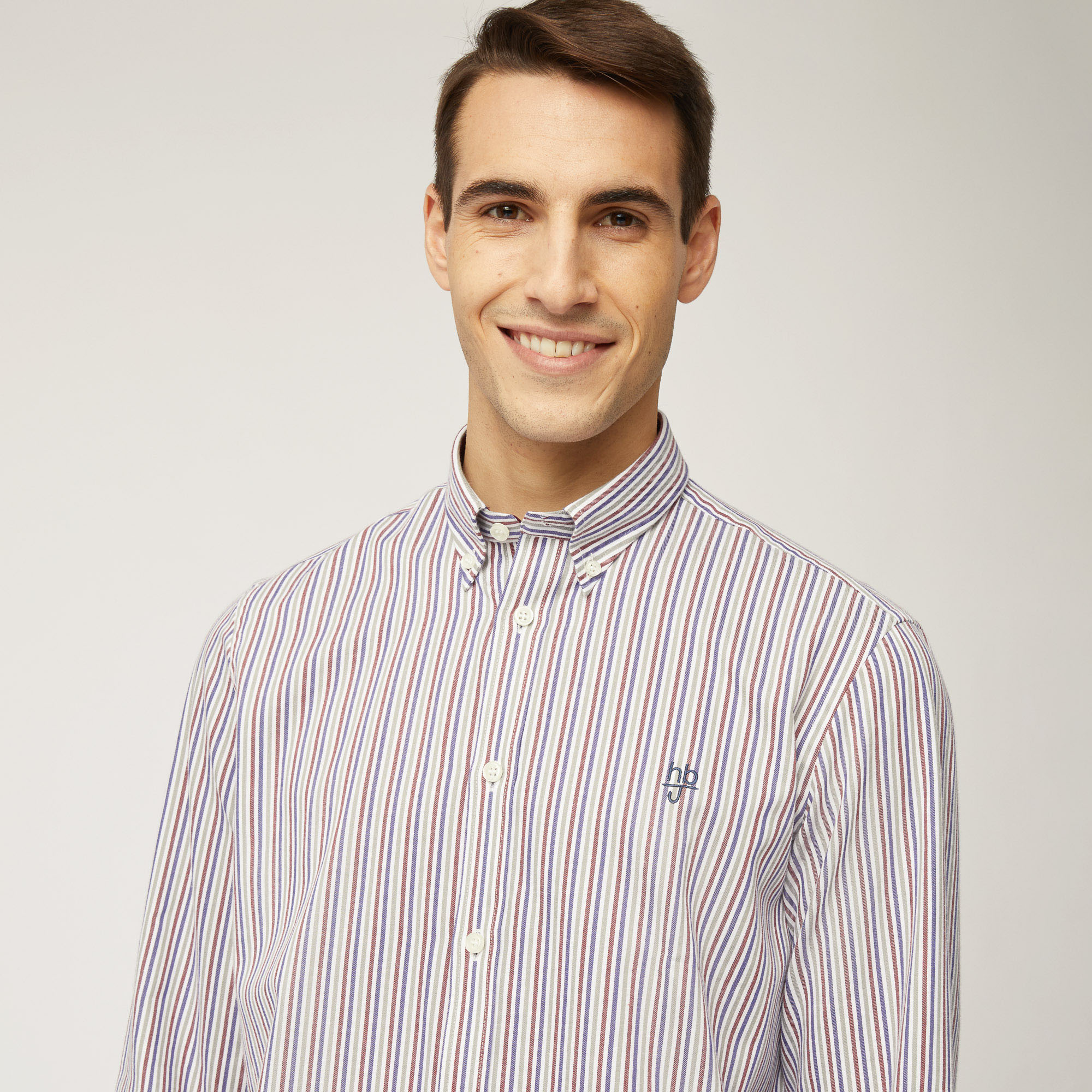 Camicia In Cotone A Righe , Marrone, large image number 2