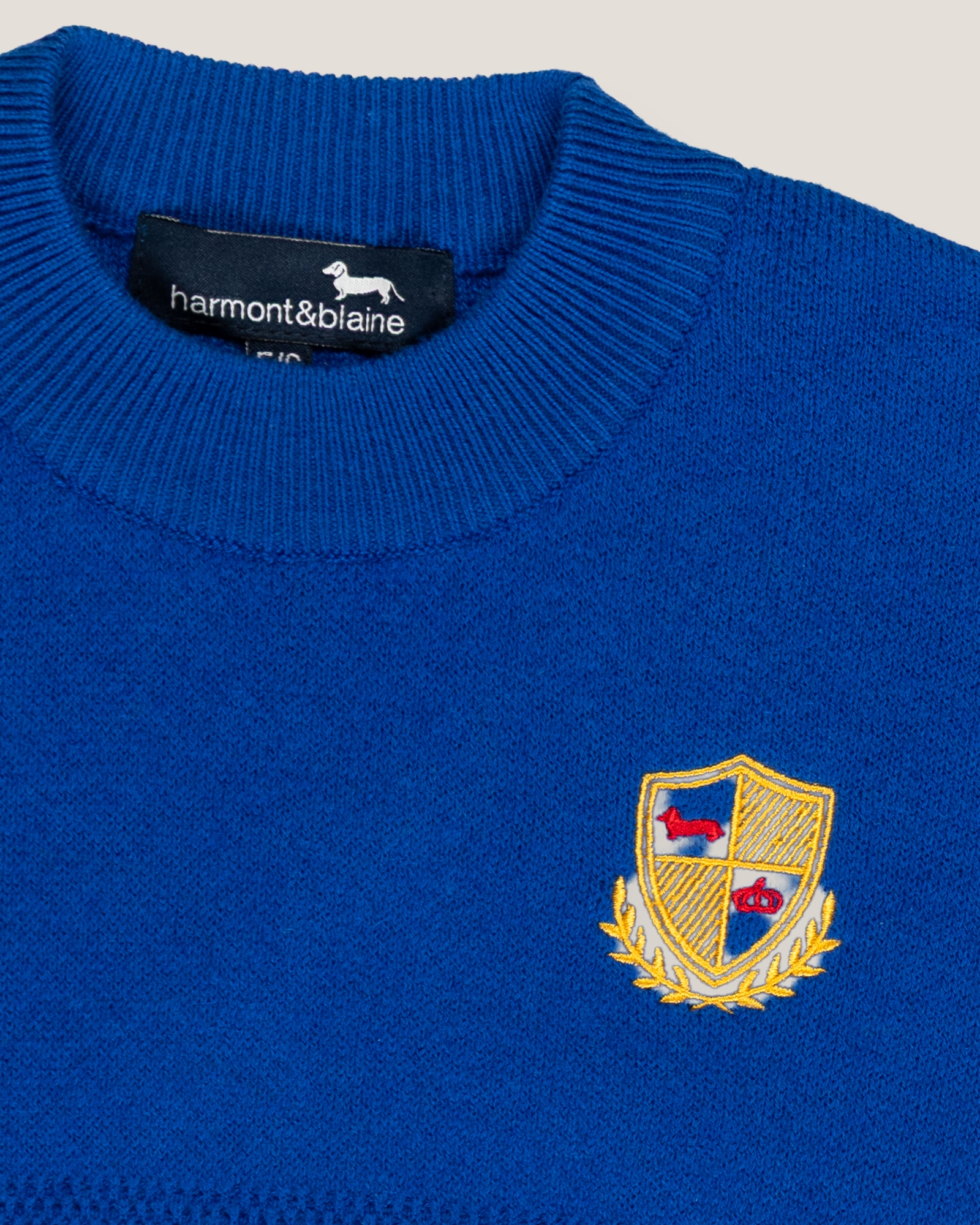 Plain and moss stitch crewneck sweater, Electric Blue, large