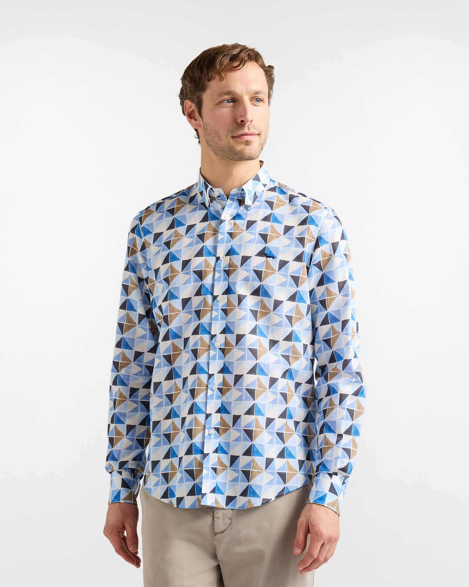 Harmont&Blaine - Camicia con stampa regular fit, Uomo, Celeste, Taglia: 4XL
