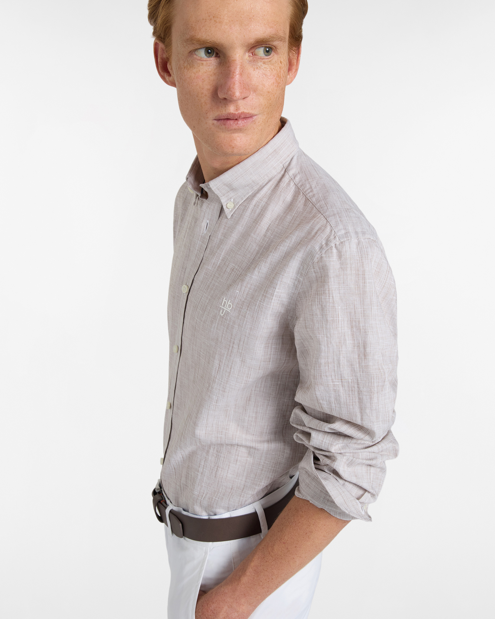 Camicia Uomo Misto Lino Regular Fit, Beige, large image number 2