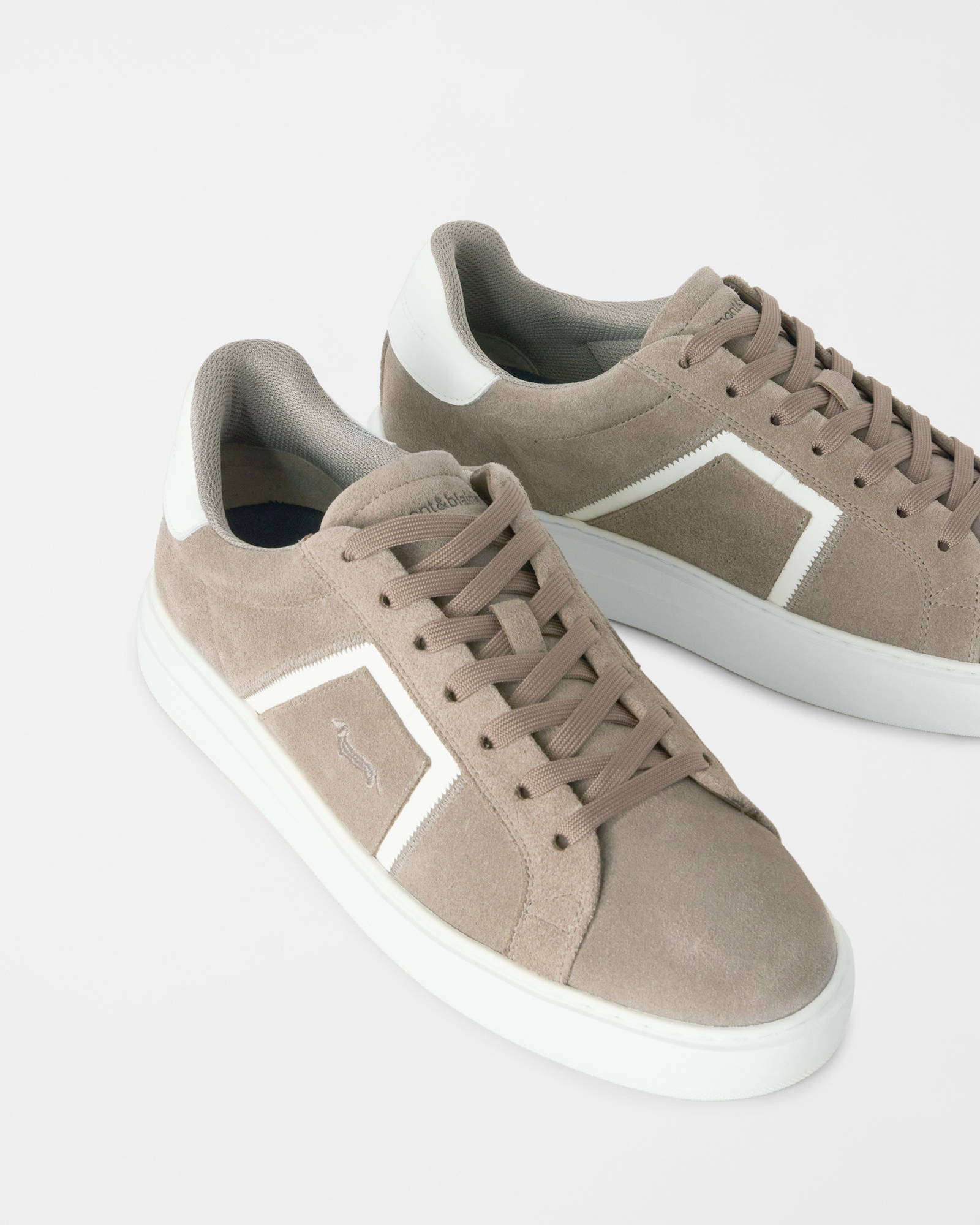 Men's suede sneakers with nylon inserts, TAUPE - OFF-WHITE, large image number 3