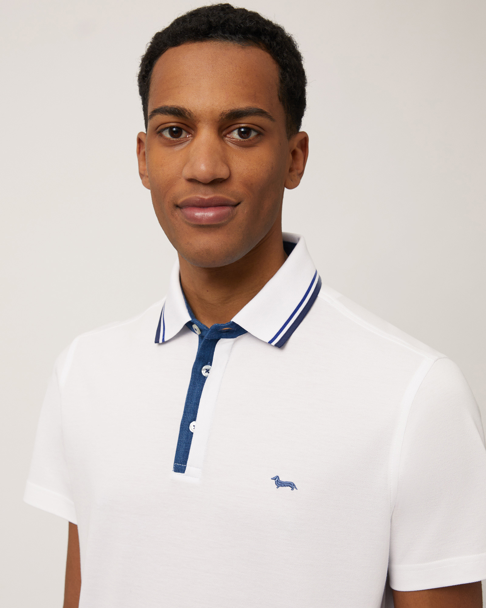 Polo with Denim Details, White, large image number 2
