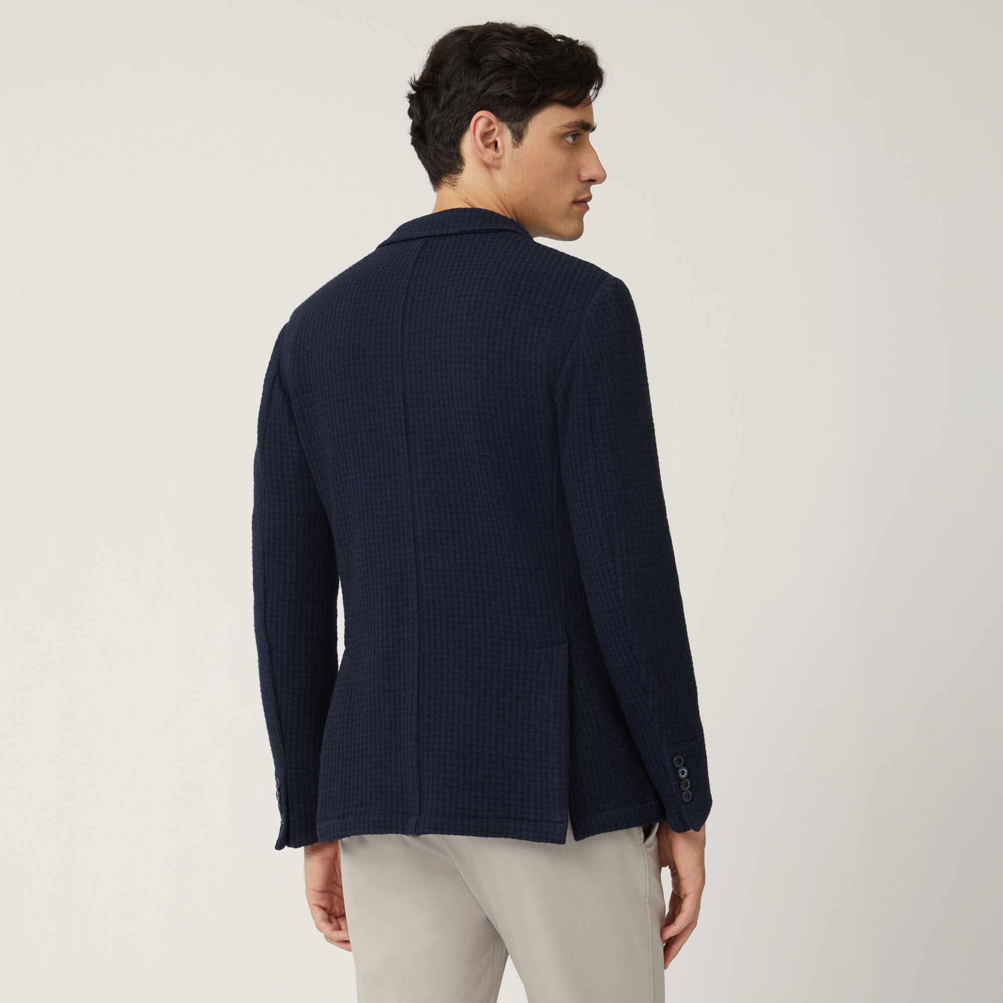 Deconstructed False-Plain Jersey Jacket, Blue, large image number 1