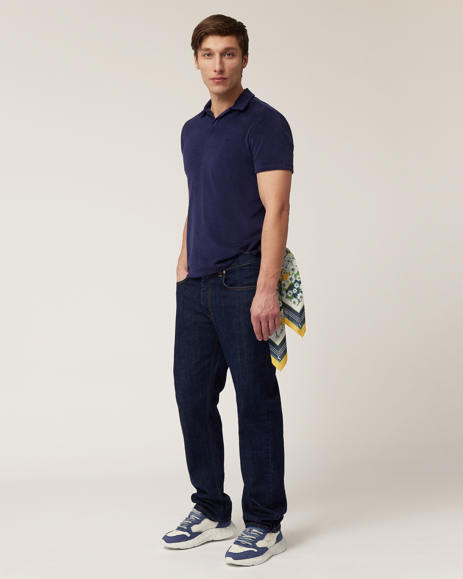 Terry Cotton Polo, Navy Blue, large image number 3