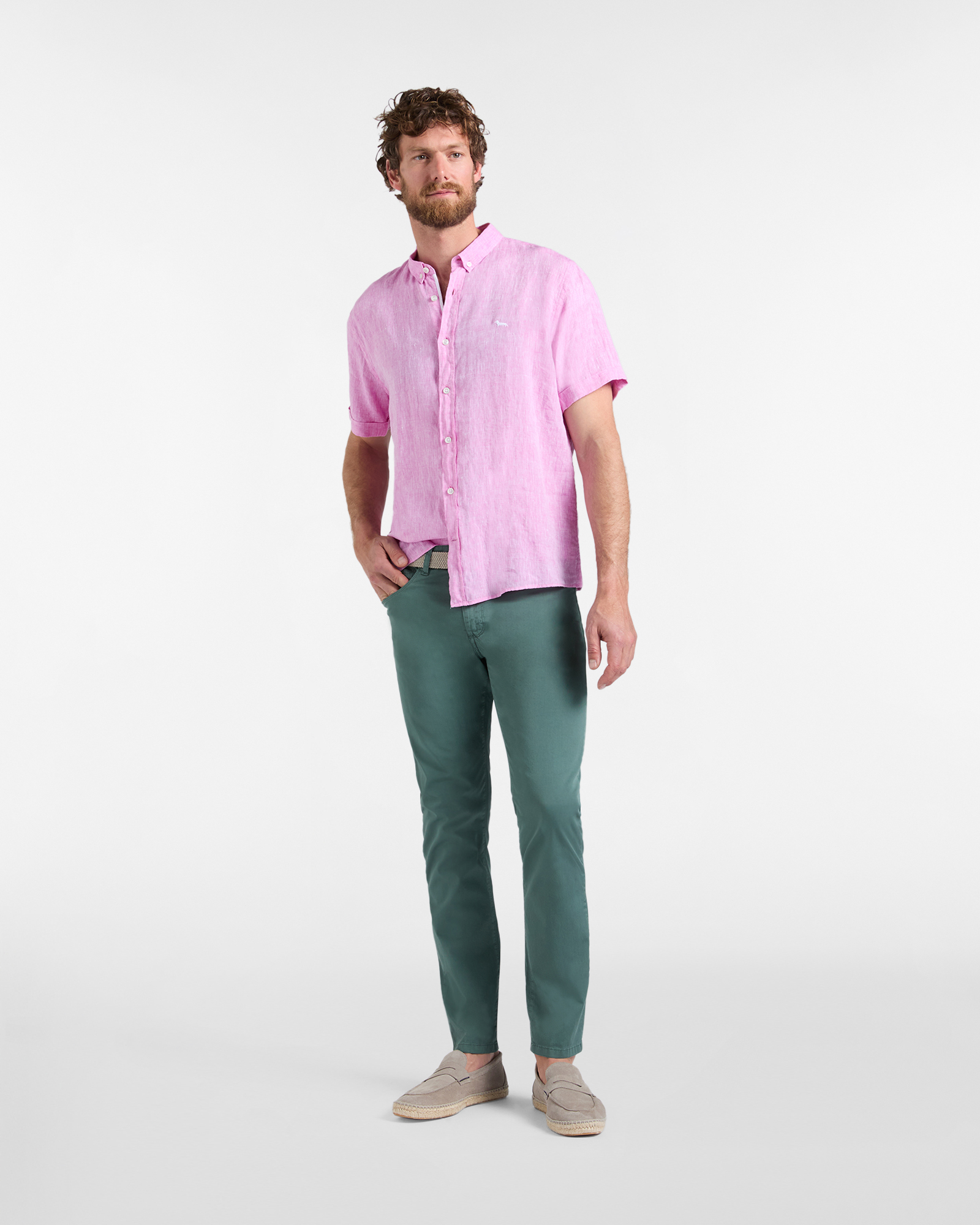 Men&rsquo;s slim-fit five-pocket trousers, Green, large image number 3