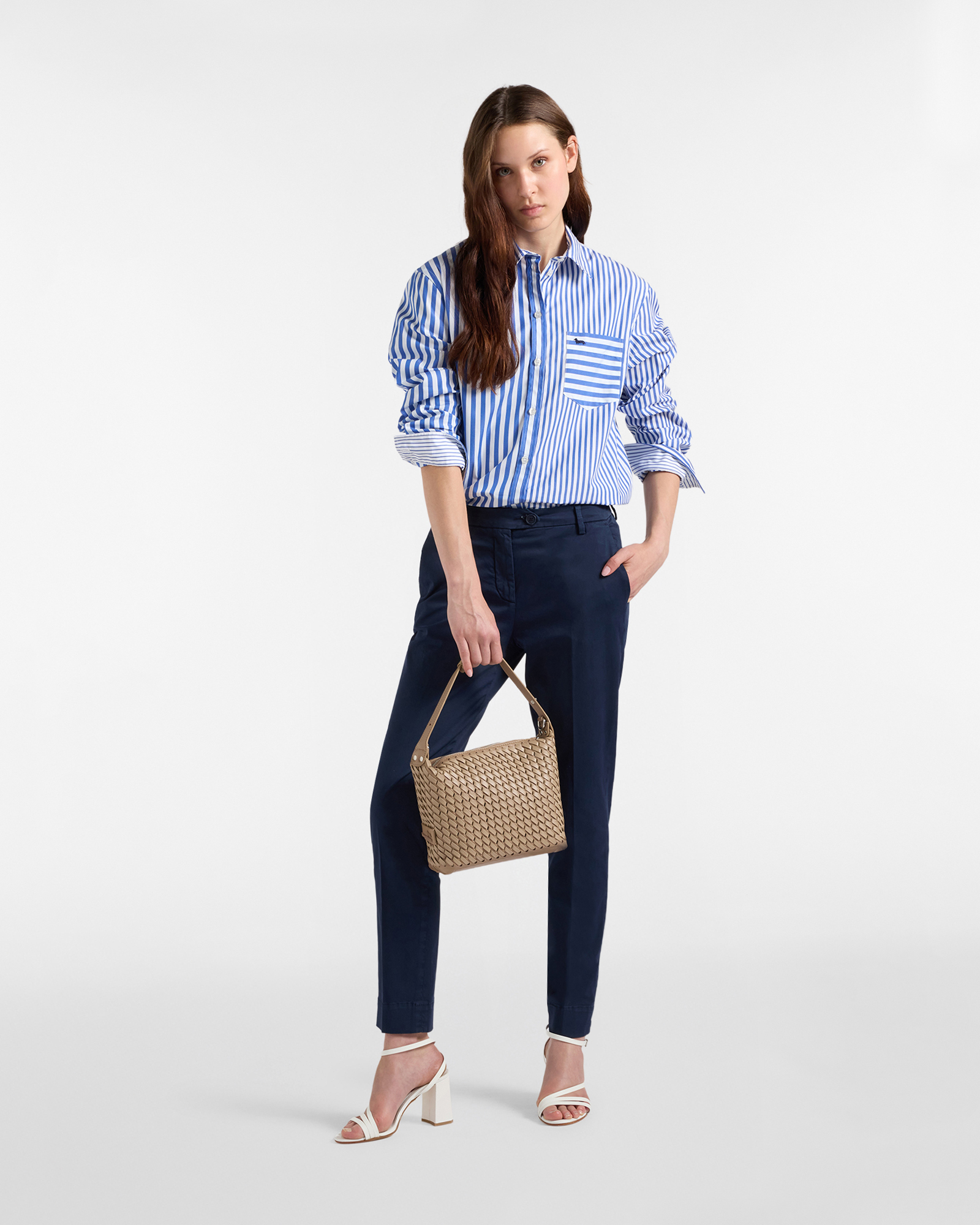 Women's slim-fit pants with slant pocket, Blue, large image number 3