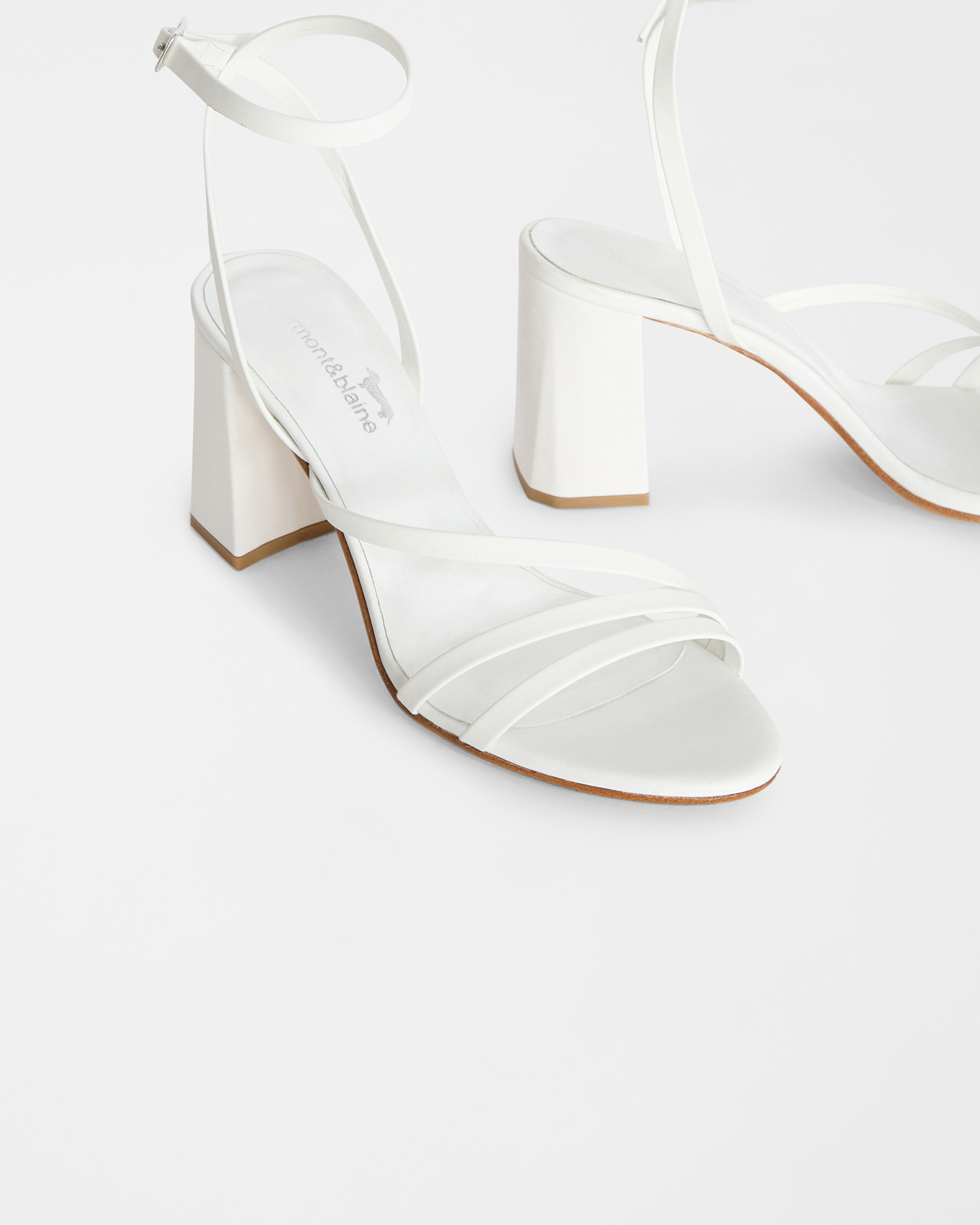 High-heeled leather sandal, White, large image number 3