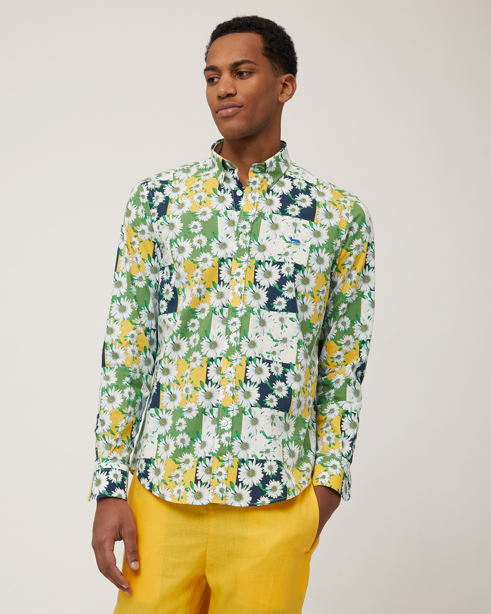 Camisa de cuadros y margaritas, Amarillo canario, large image number 0