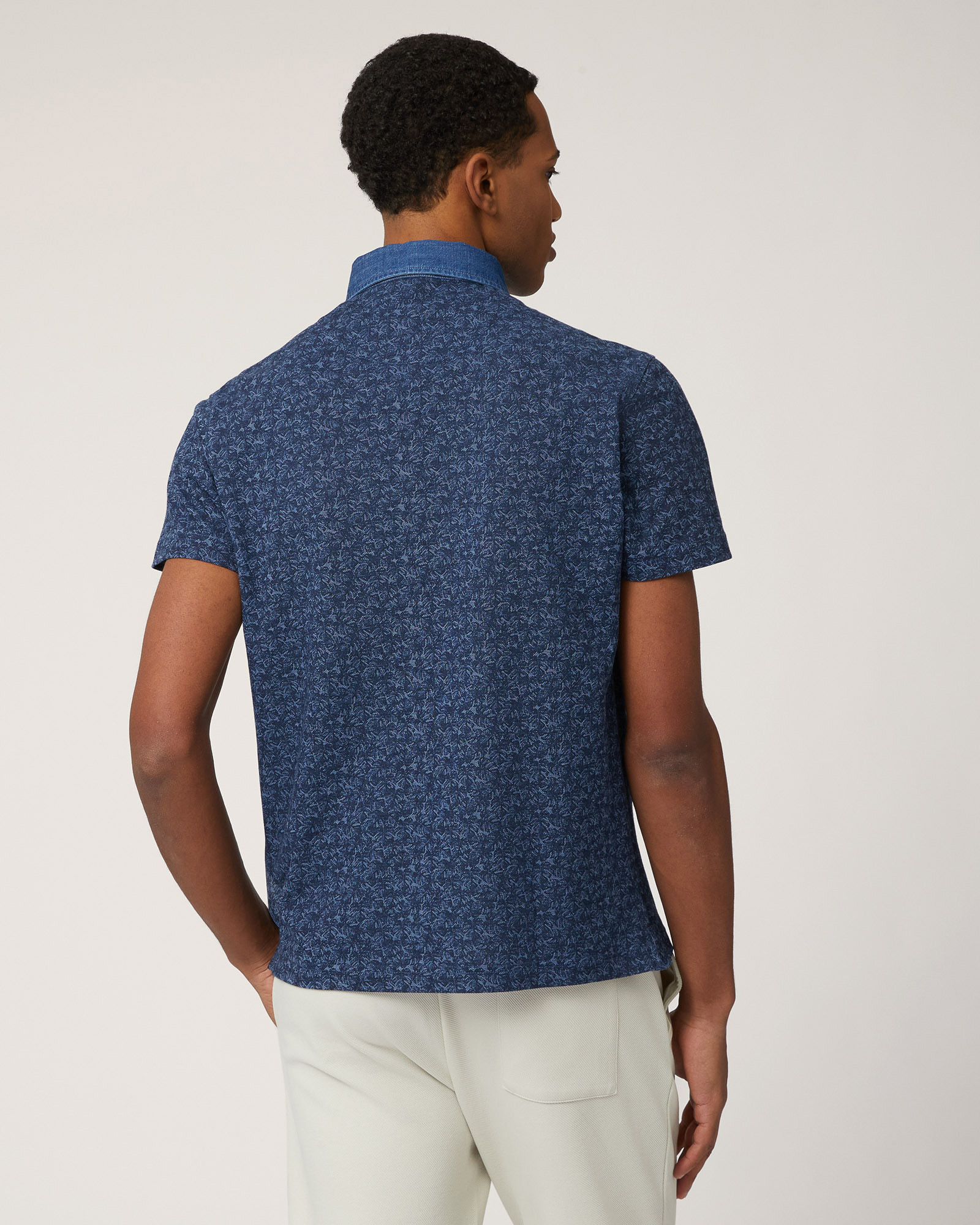 Polo de piqué estampado, Marino, large image number 1