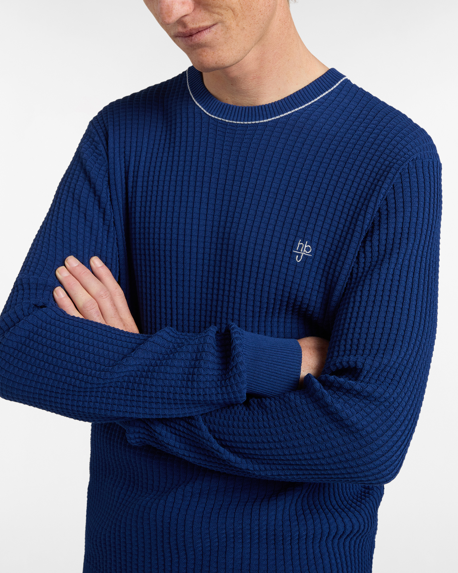 Girocollo Uomo in Crepe Punto Coste, Blu chiaro, large image number 2