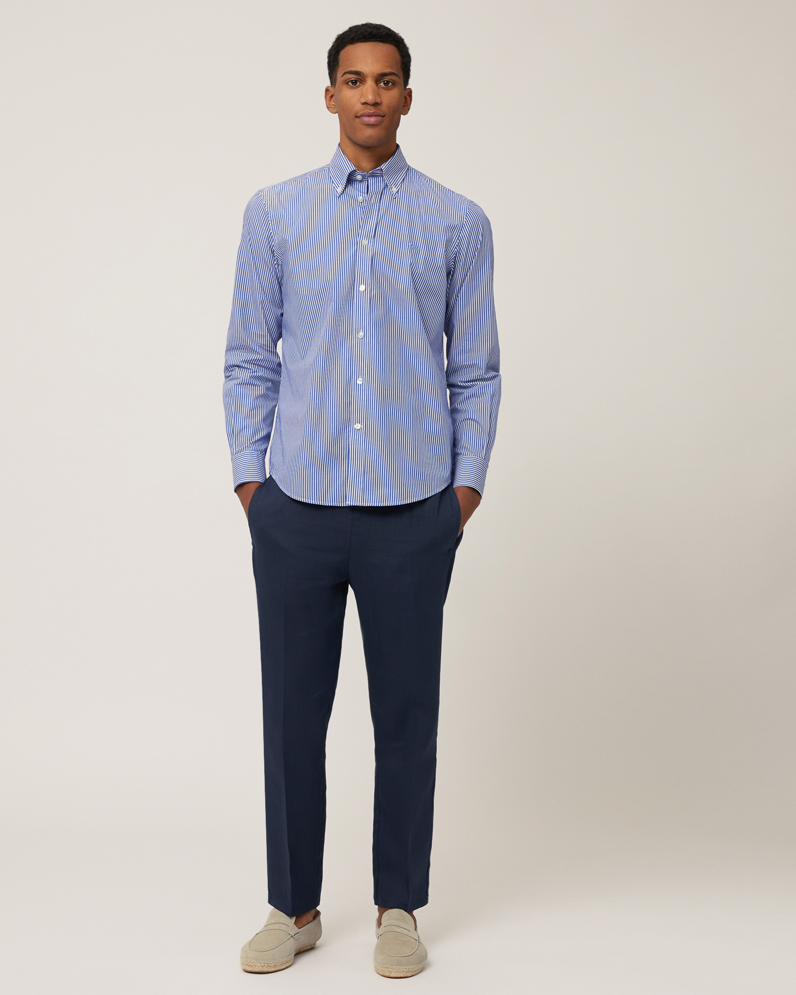 Cotton Shirt, Navy Blue, large image number 3