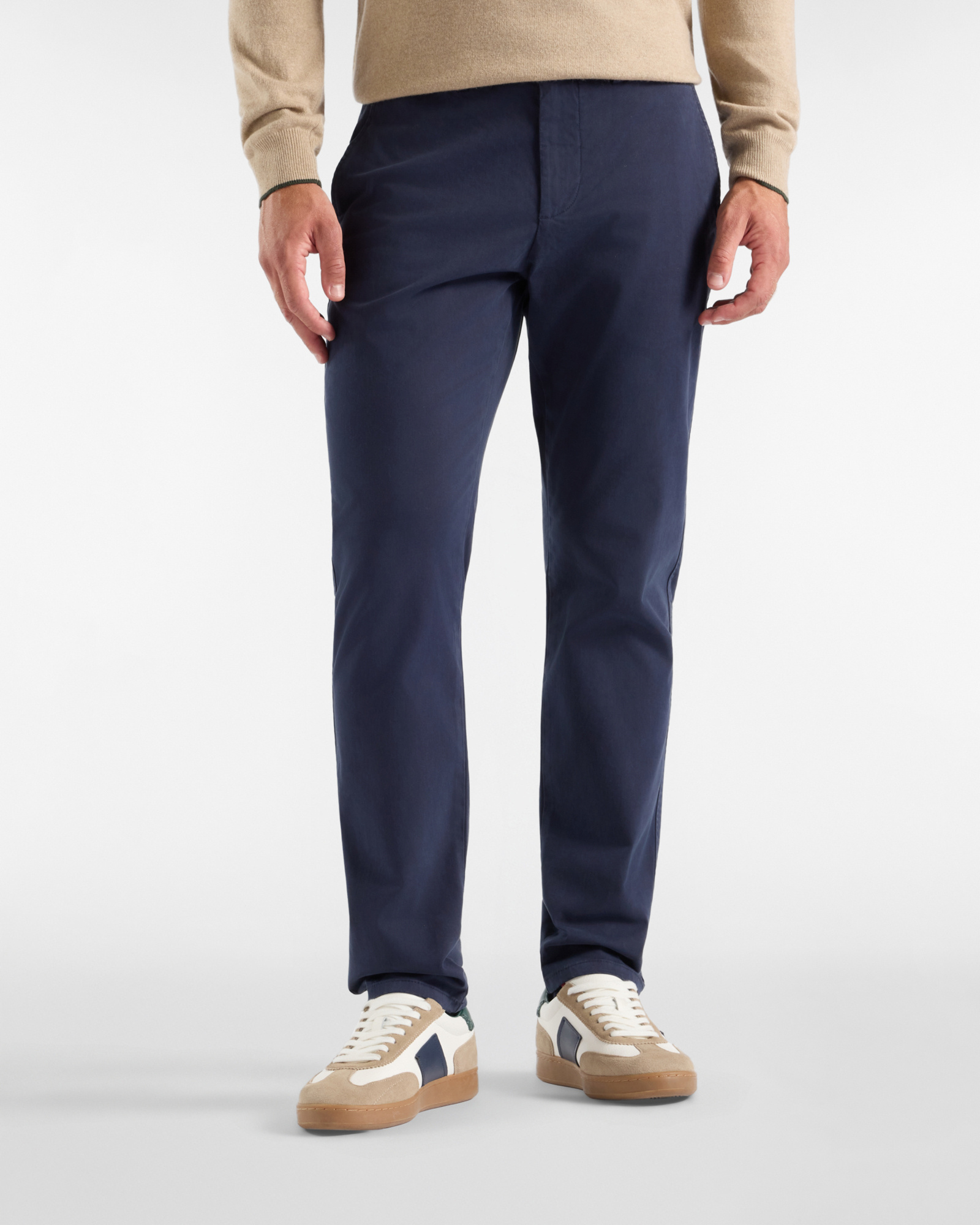 Pantalone Chino Uomo in cotone stretch blu Narrow Fit