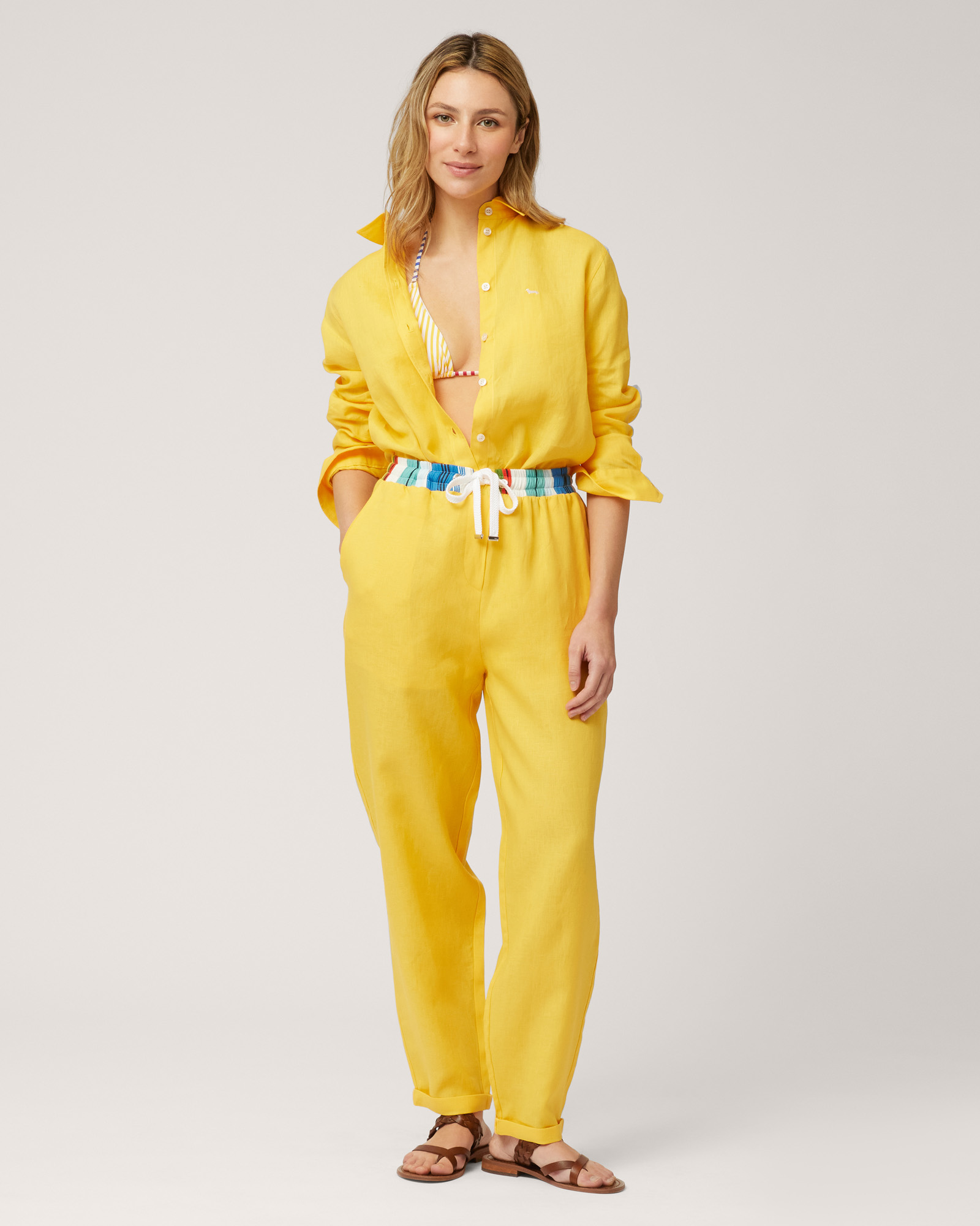 Pantalón con cintura estampada, Amarillo canario, large image number 3