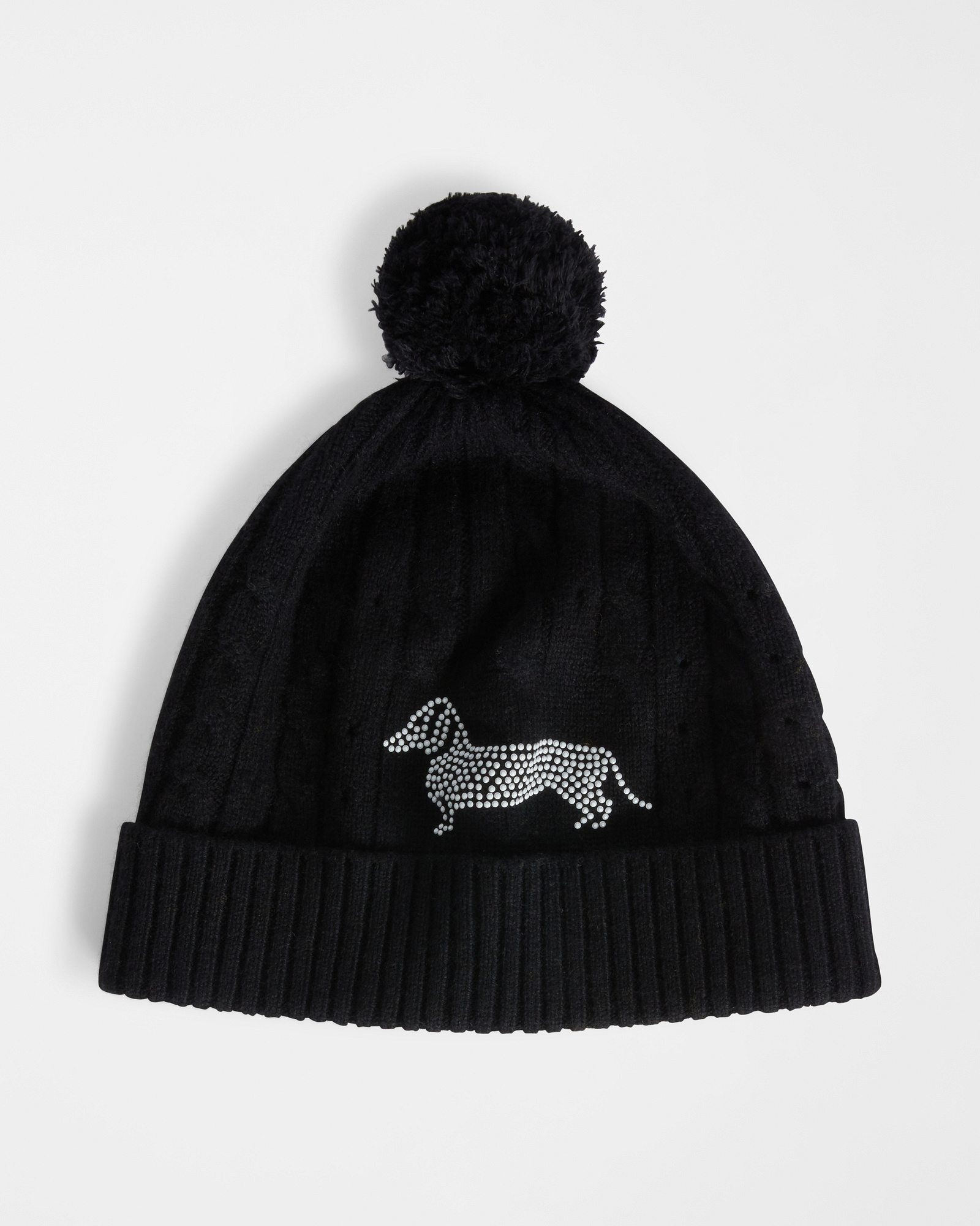 Beanie with Micro Stud Dachshund, Black, large