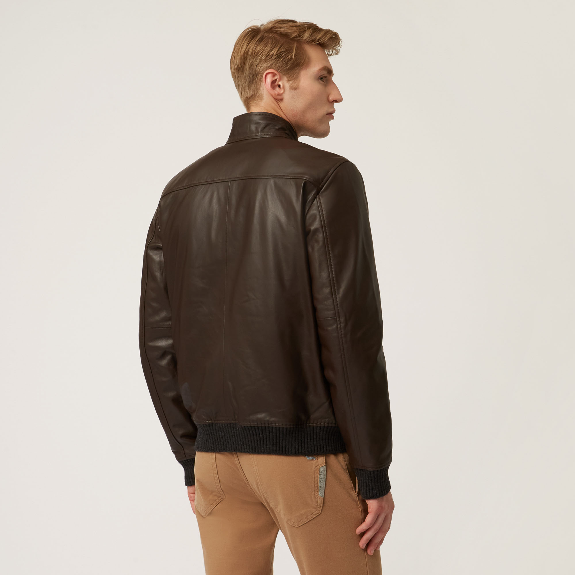 Nappa Leather Jacket, Brown, large image number 1