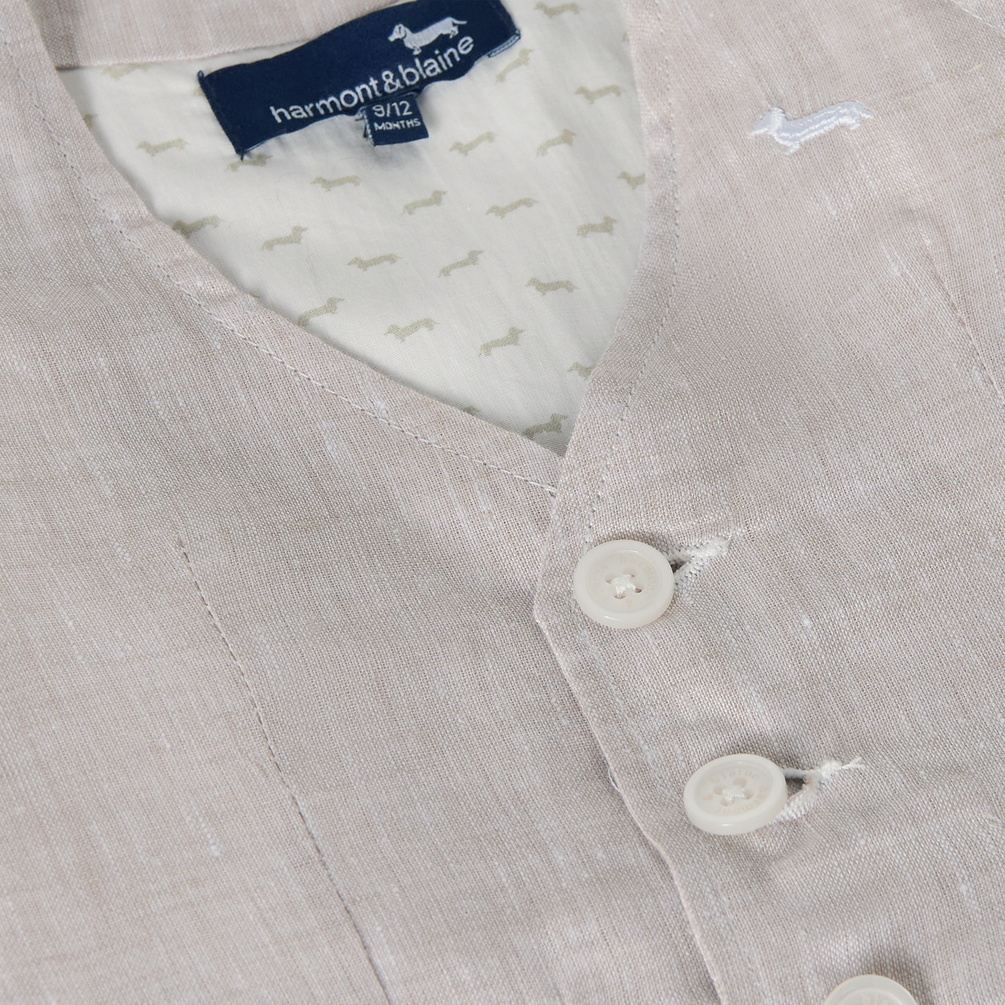 Linen gilet with logo embroidery, Ecru, large image number 2