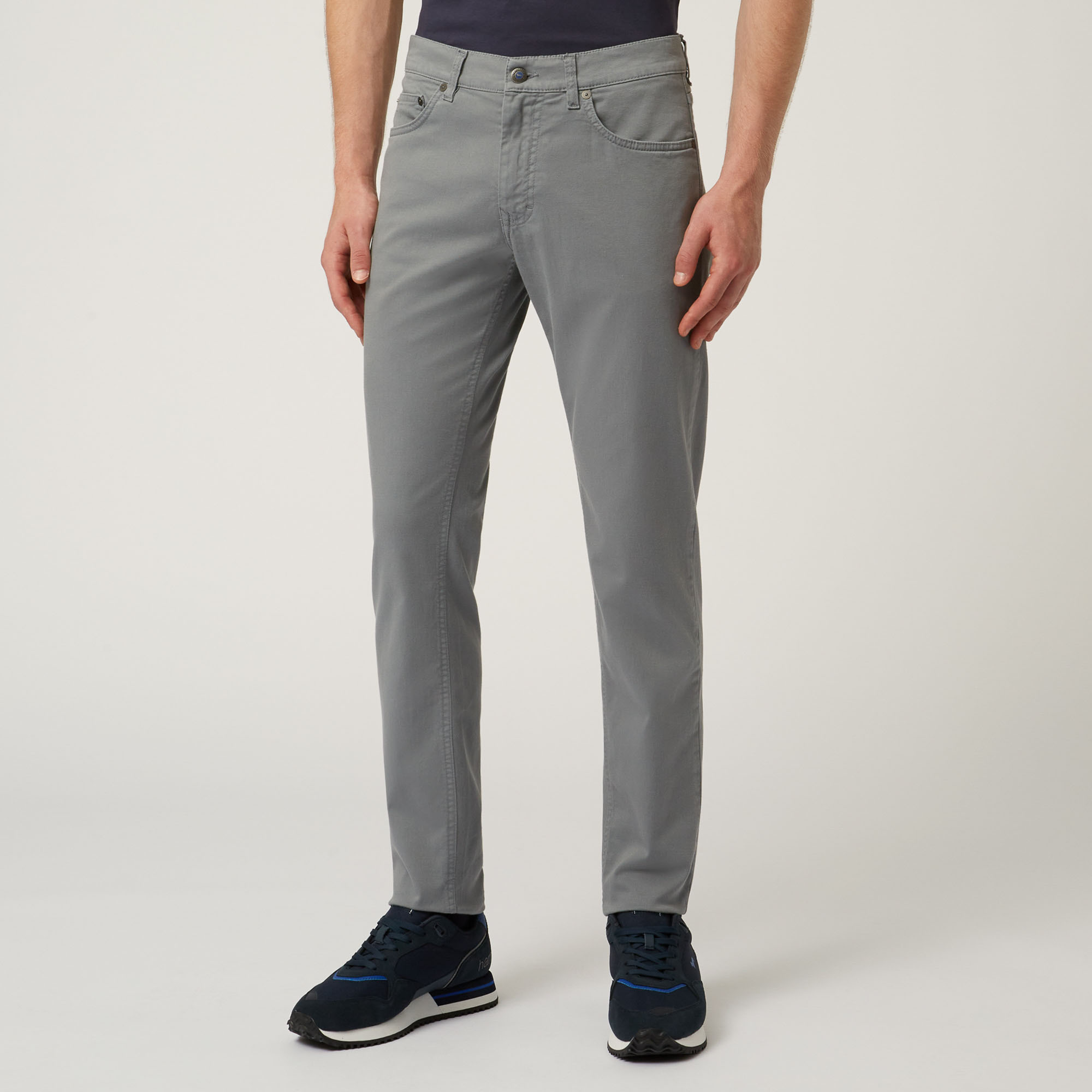 Essentials trousers in plain coloured cotton, Grey, large