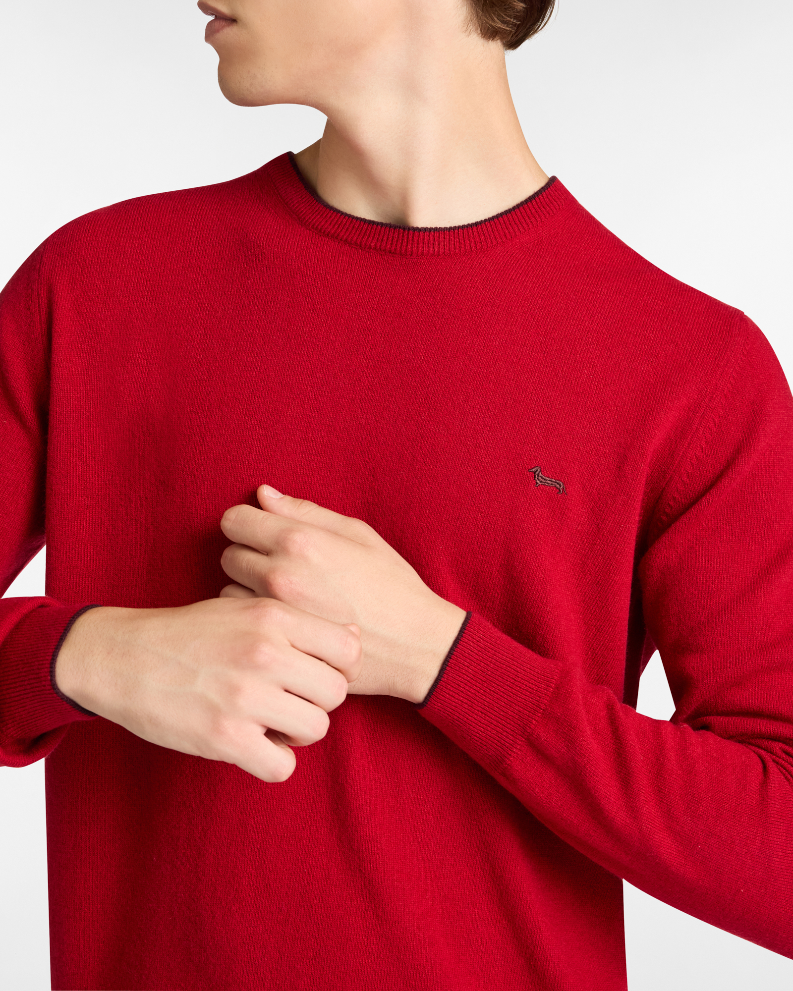 Sweater with Contrast Details, Ruby, large image number 2