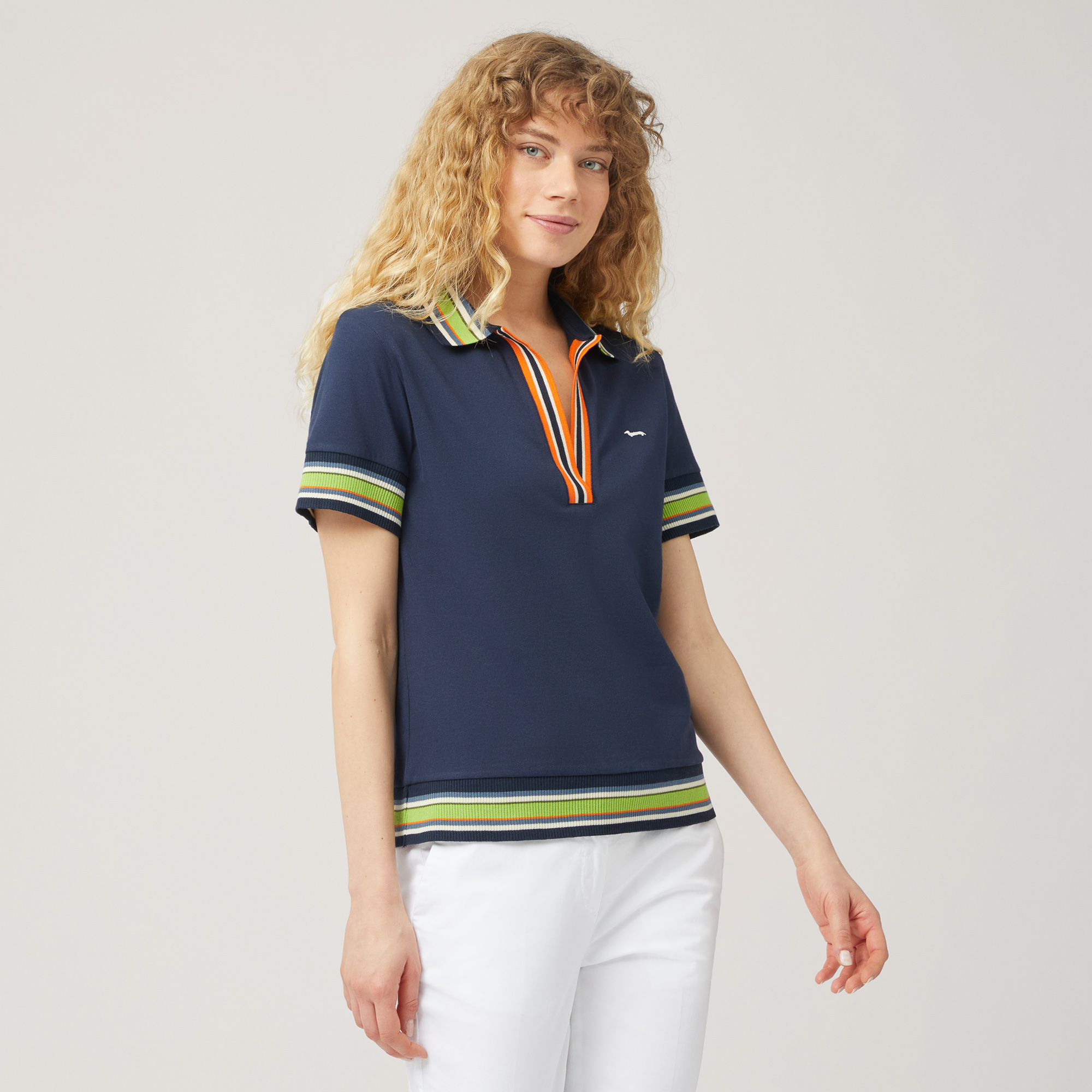 Polo with Contrasting Details, Blue, large