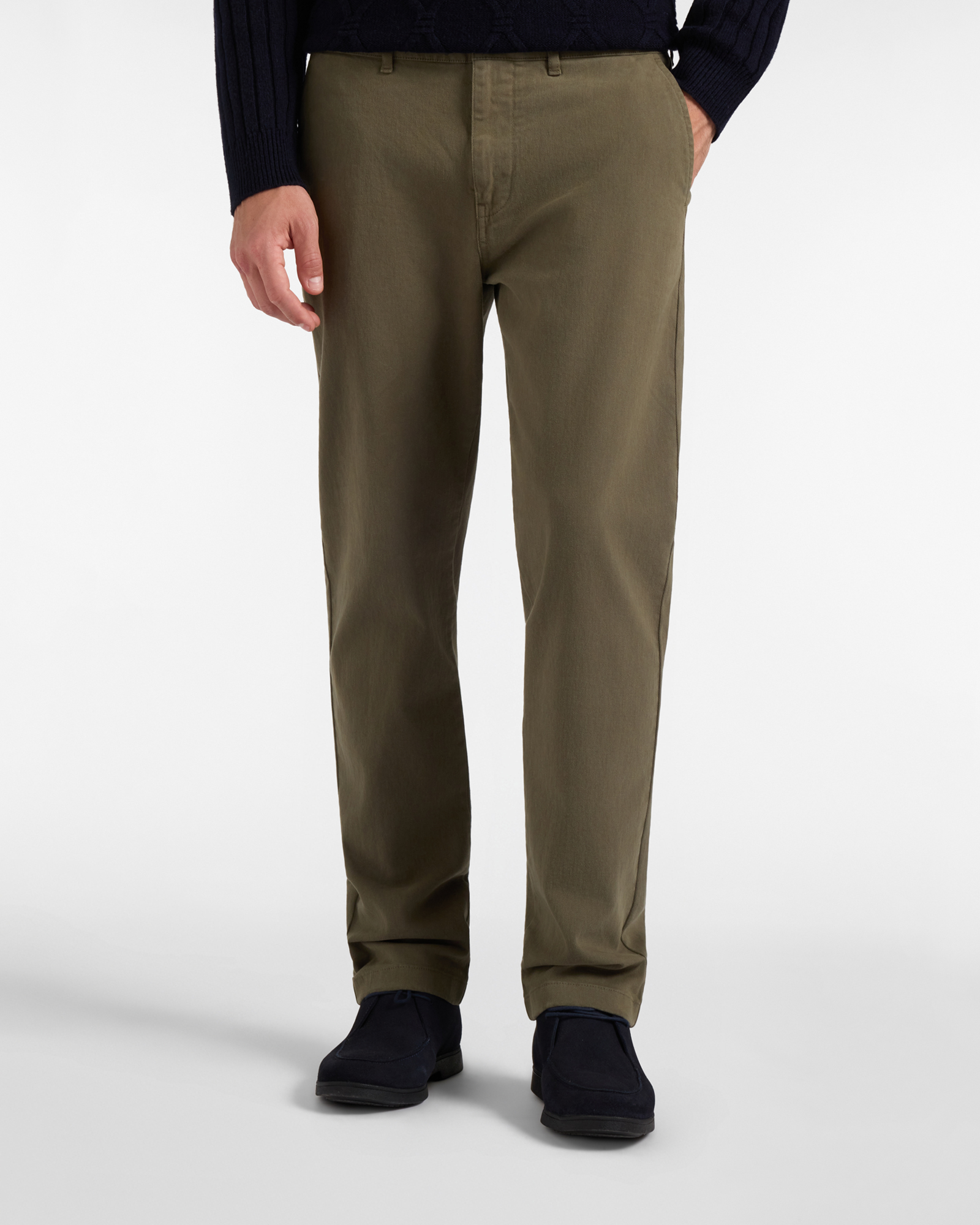 Pantalone Chino HBJ Uomo Regular Fit in Bull di Cotone Stretch Verde Militare