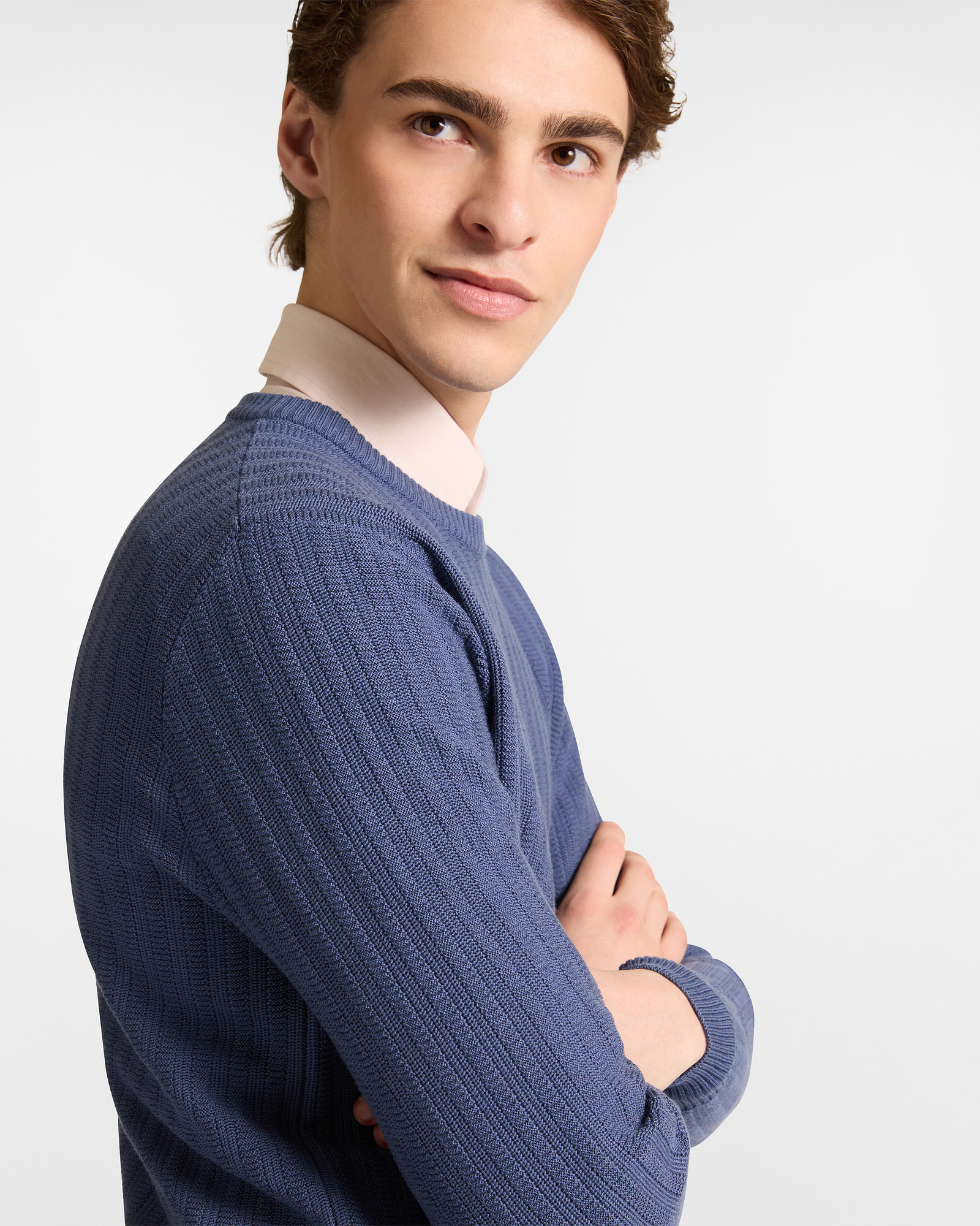 Ribbed Wool Pullover, Dark Lavander, large image number 2