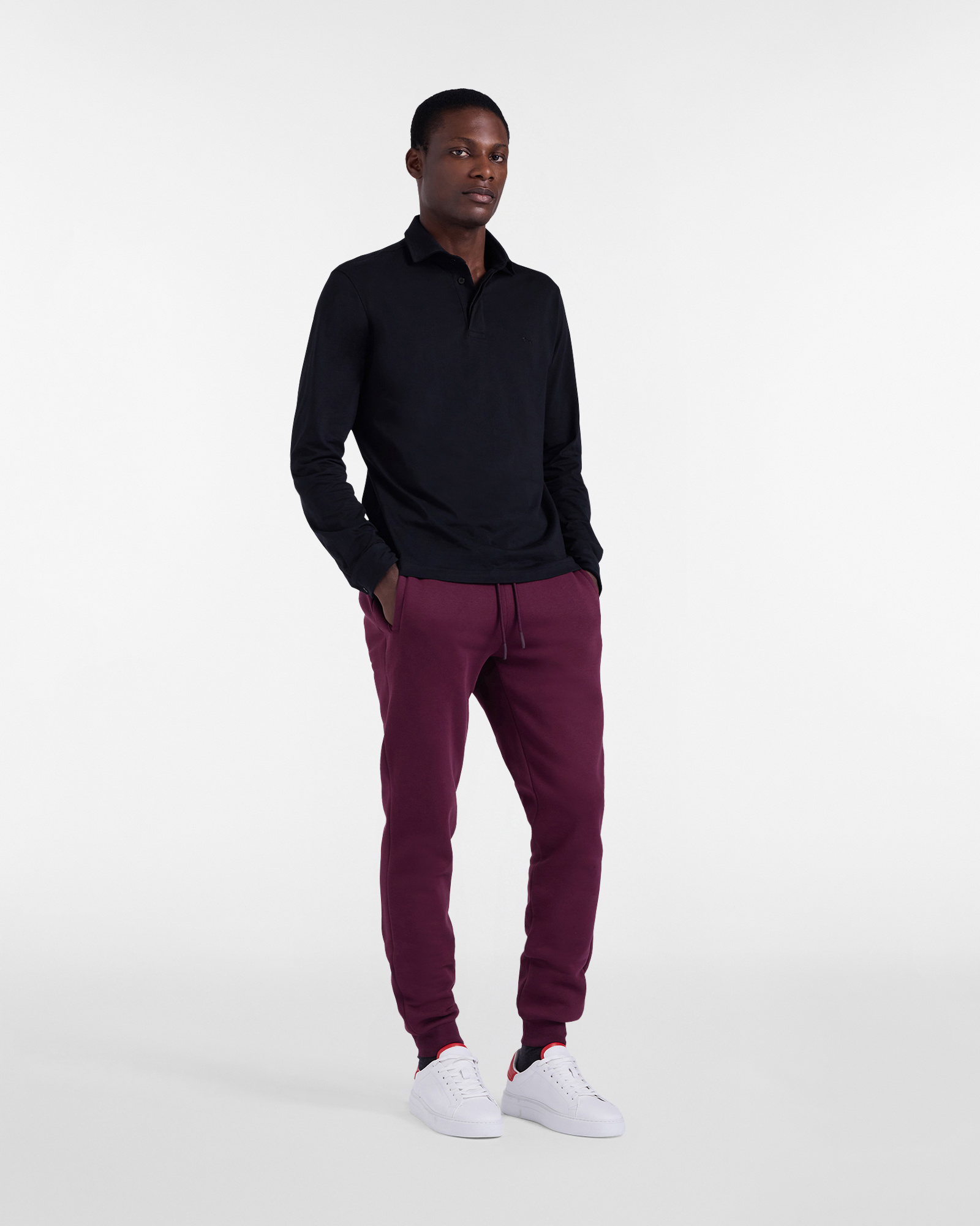 Cotton Blend Jogger Pants, Dark Red, large image number 3