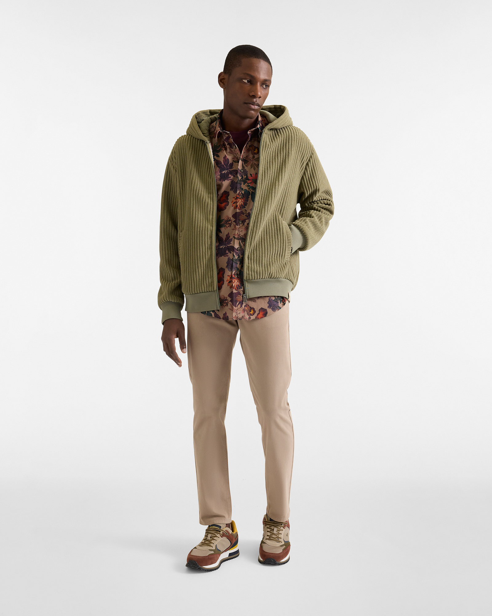 Velvet Zip-Up Sweatshirt, Green, large image number 3